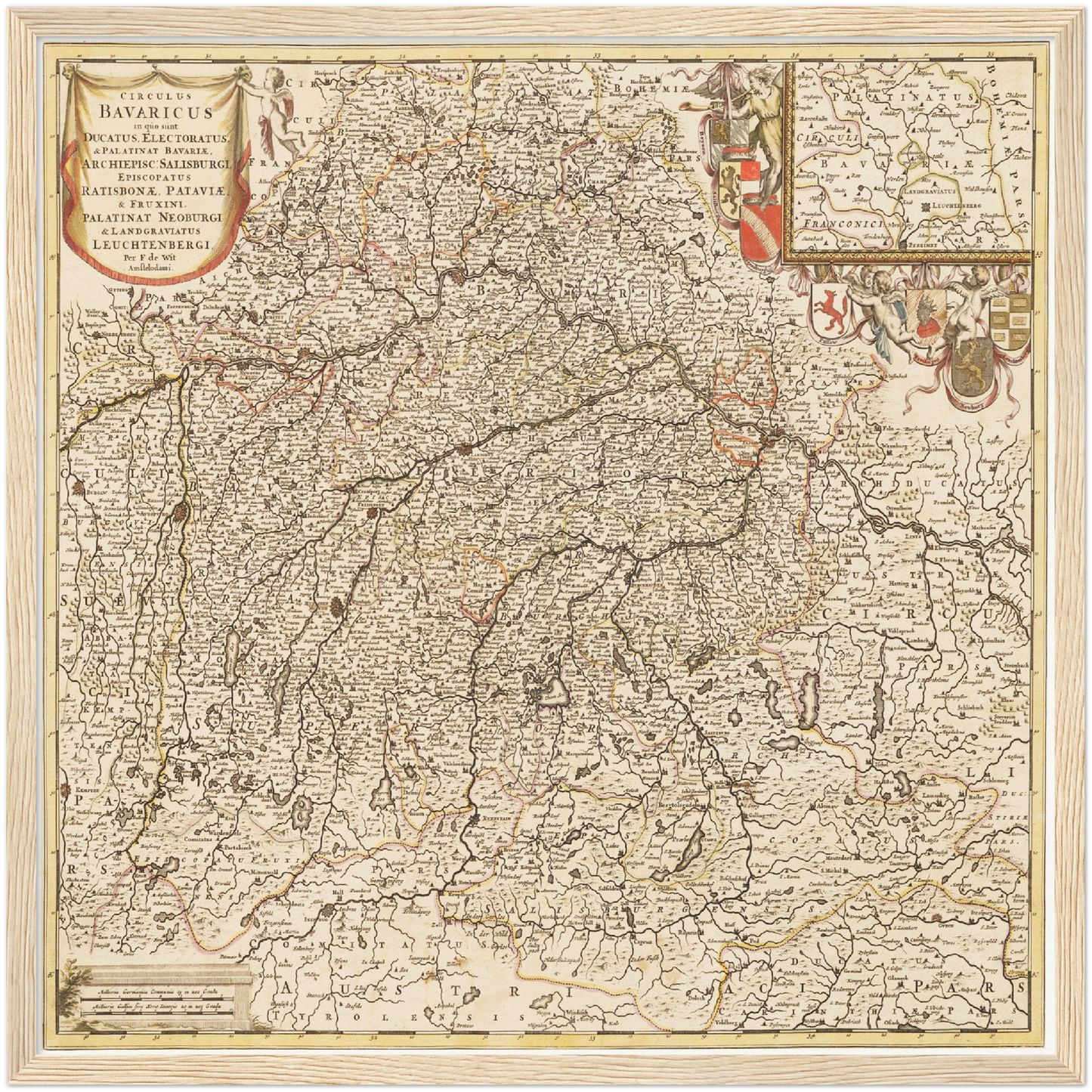Historische Landkarte Bayern um 1698
