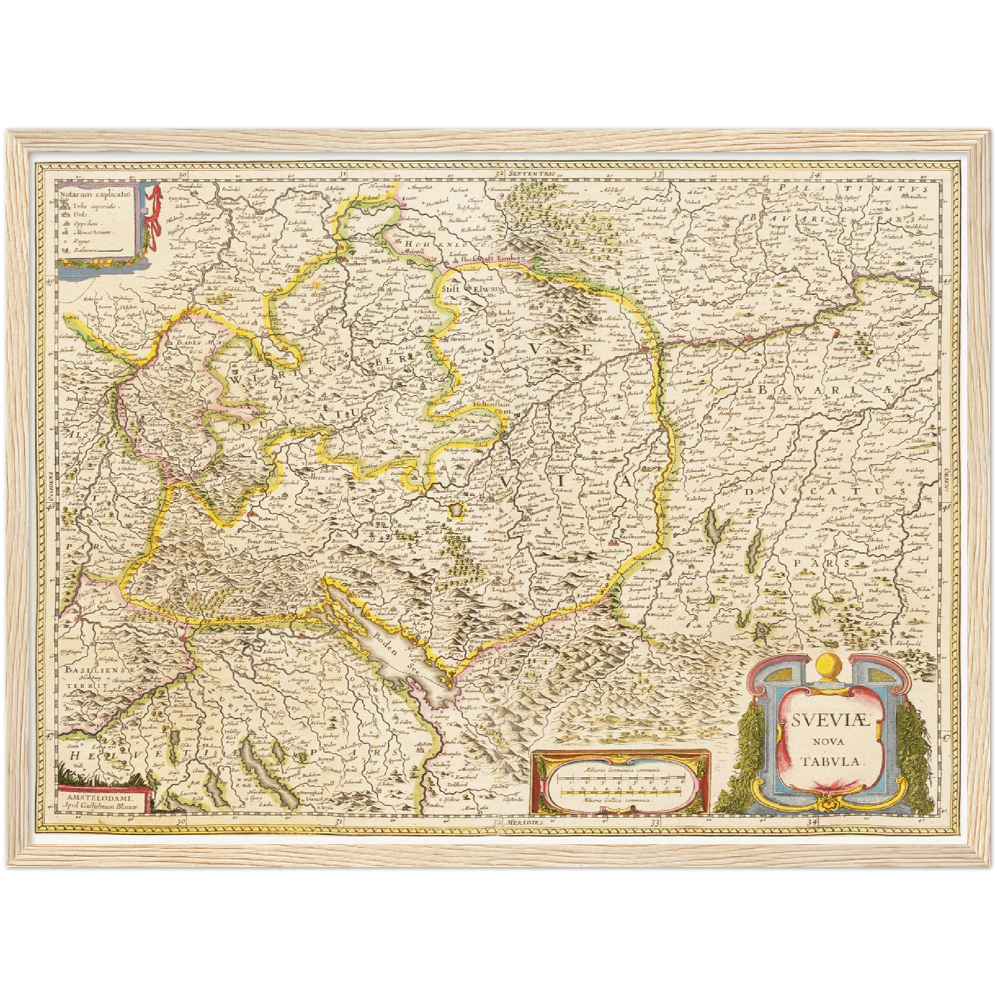Historische Landkarte Schwaben um 1635