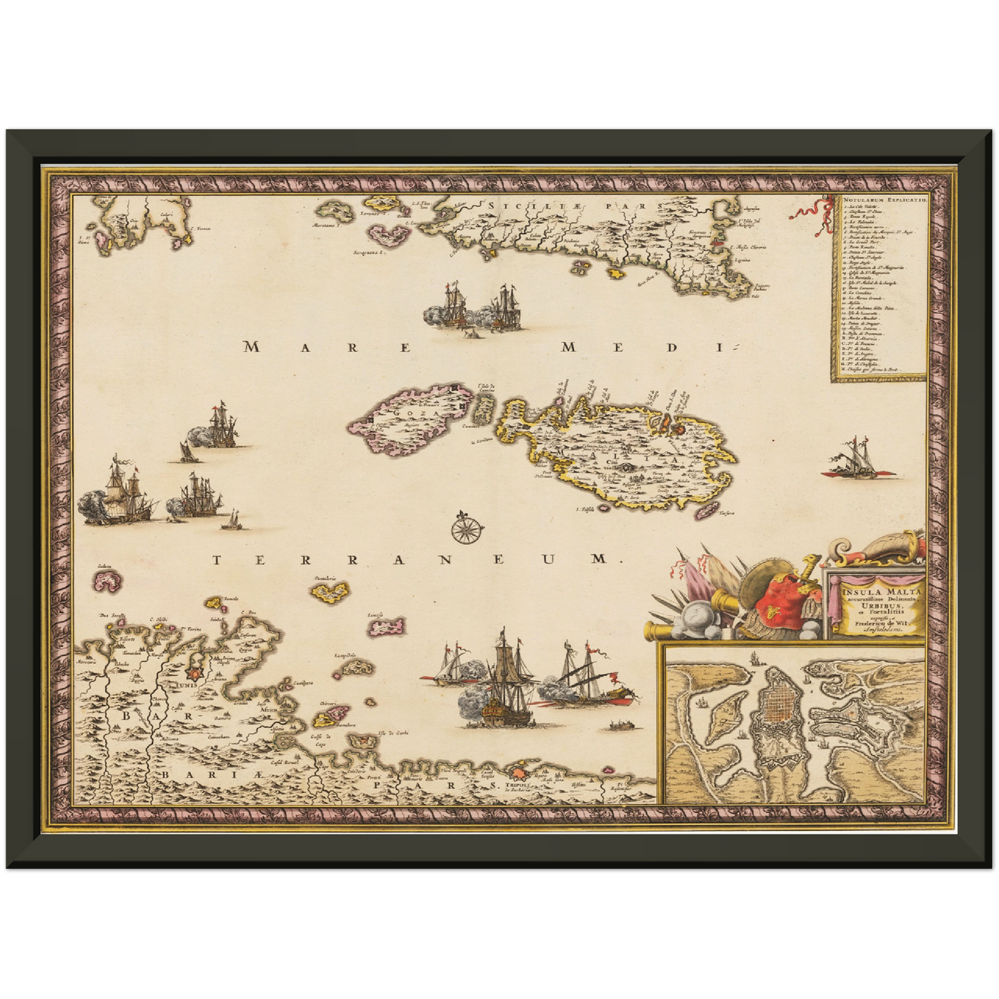 Historische Landkarte Malta um 1698
