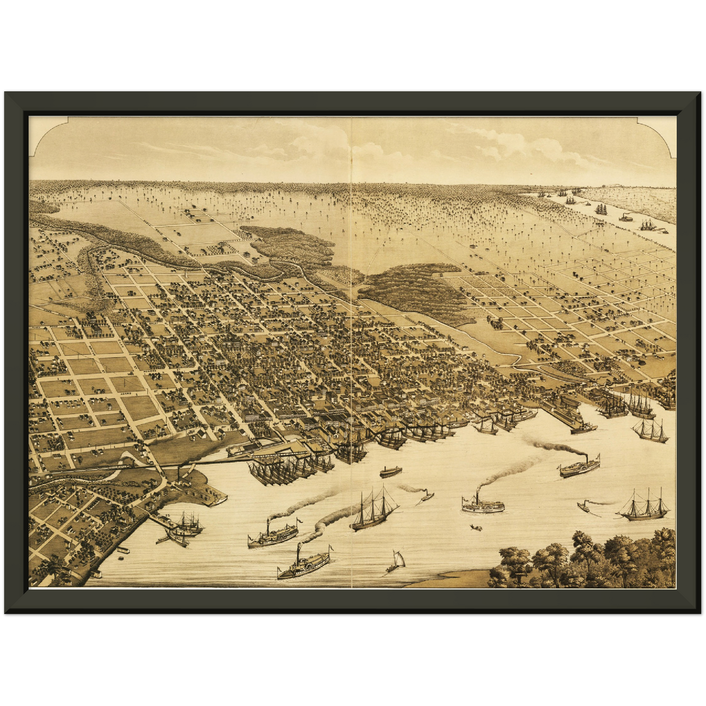 Historische Stadtansicht Jacksonville um 1876