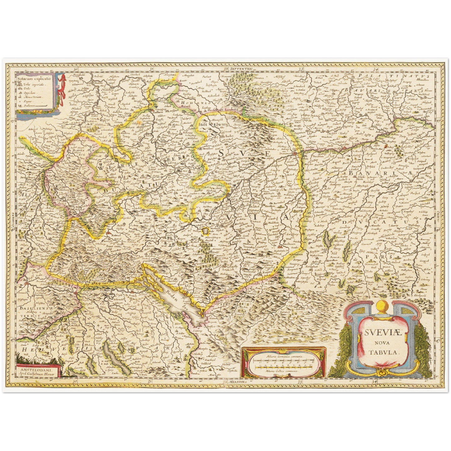 Historische Landkarte Schwaben um 1635