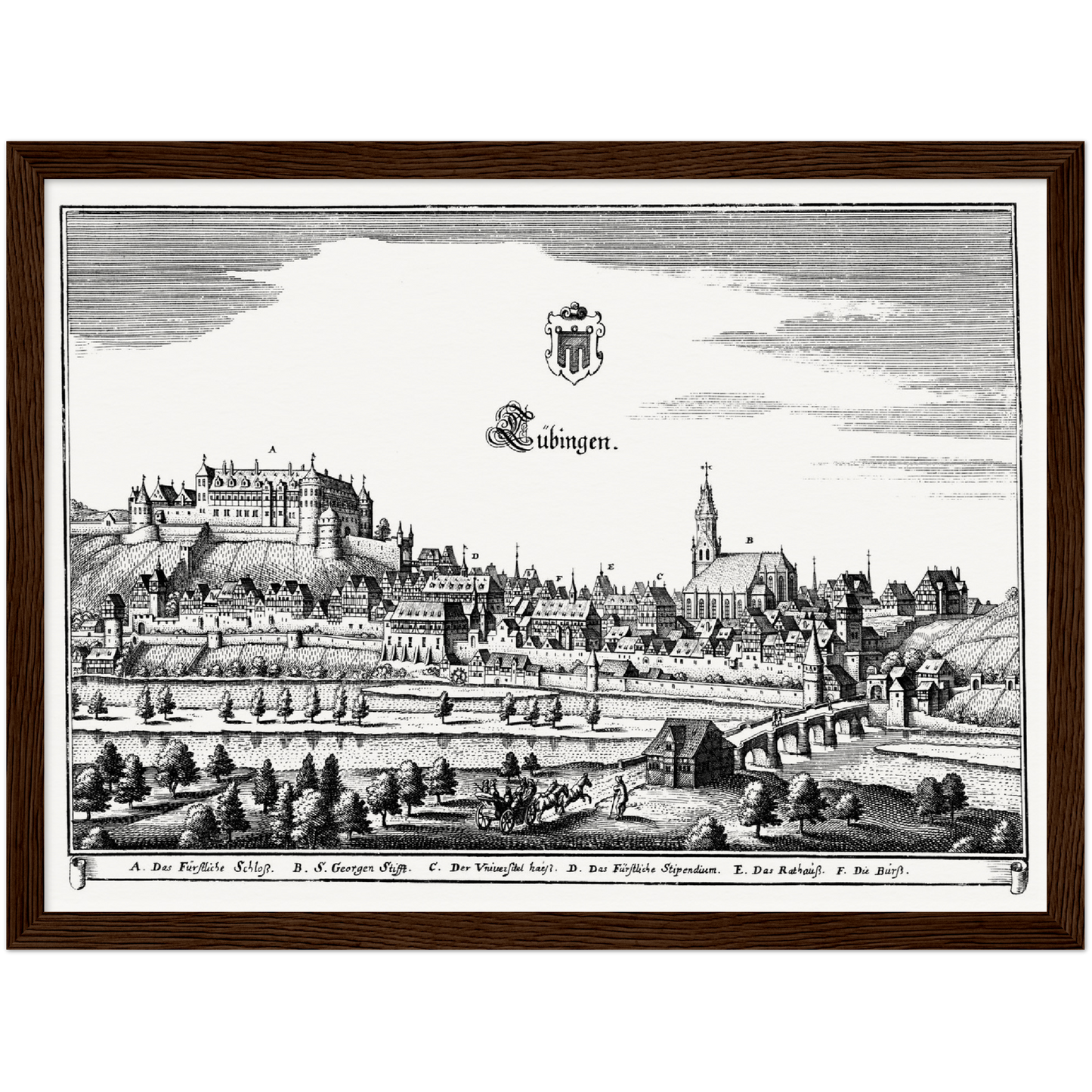 Historische Stadtansicht Tübingen um 1643