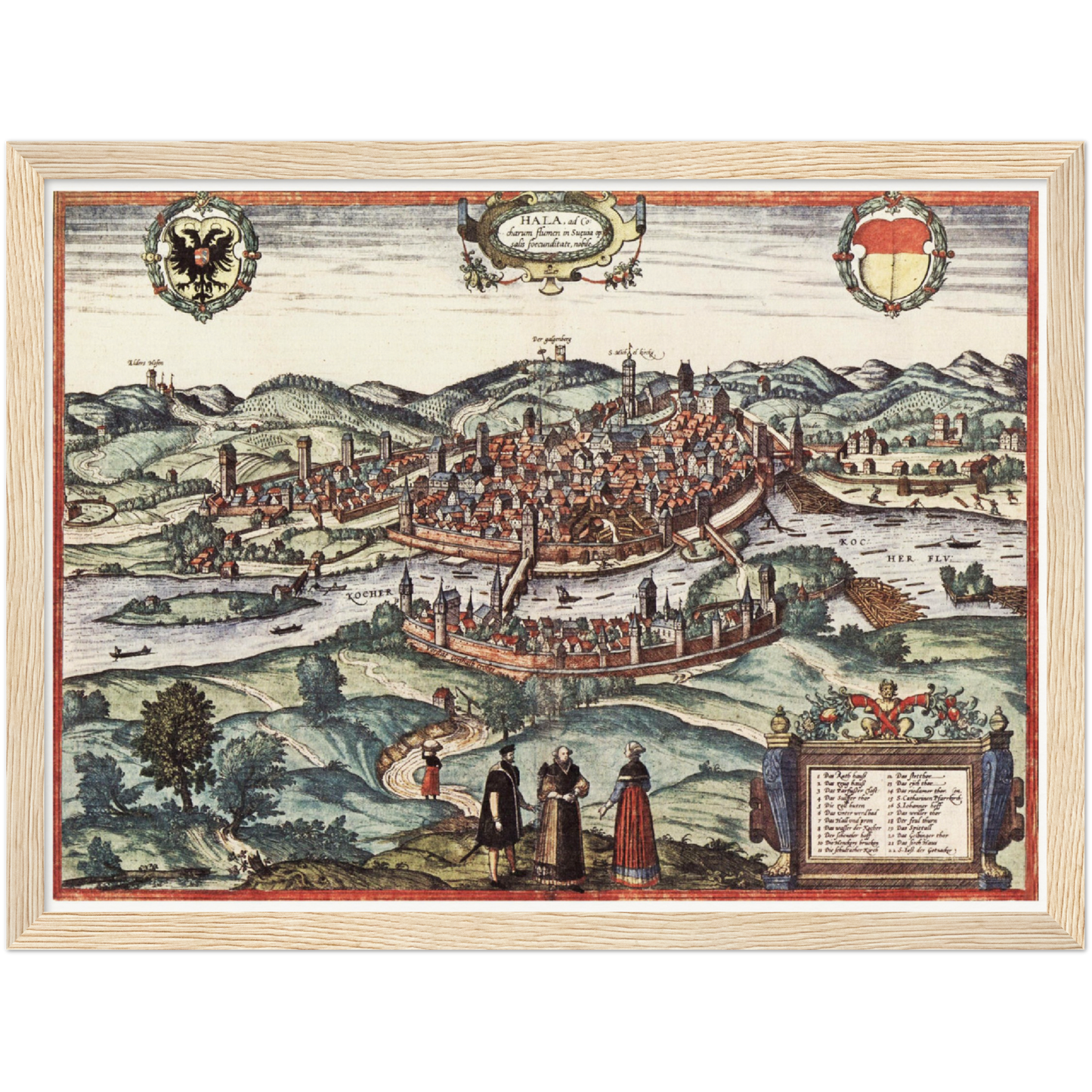 Historische Stadtansicht Schwäbisch Hall um 1580