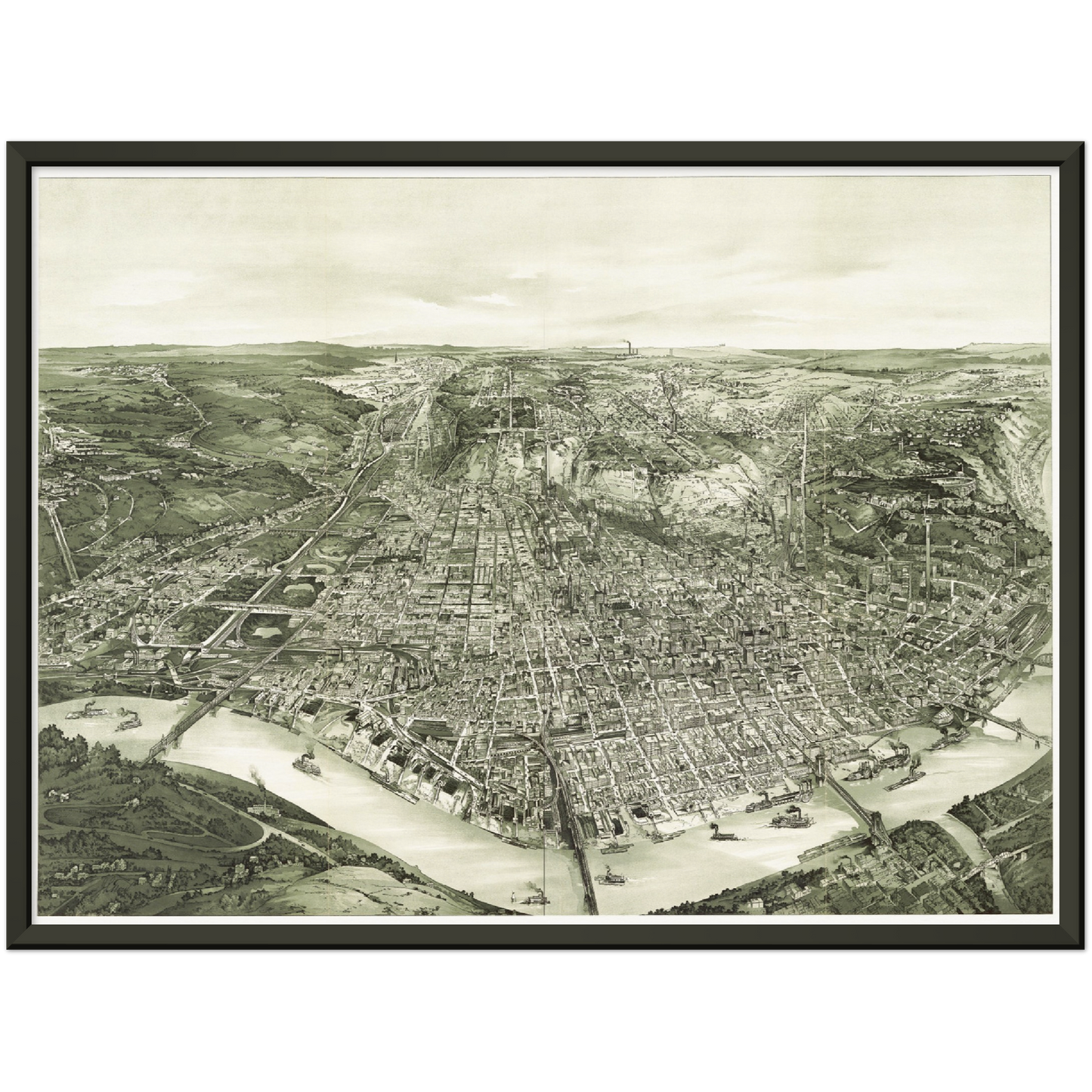 Historische Stadtansicht Cincinnati um 1900