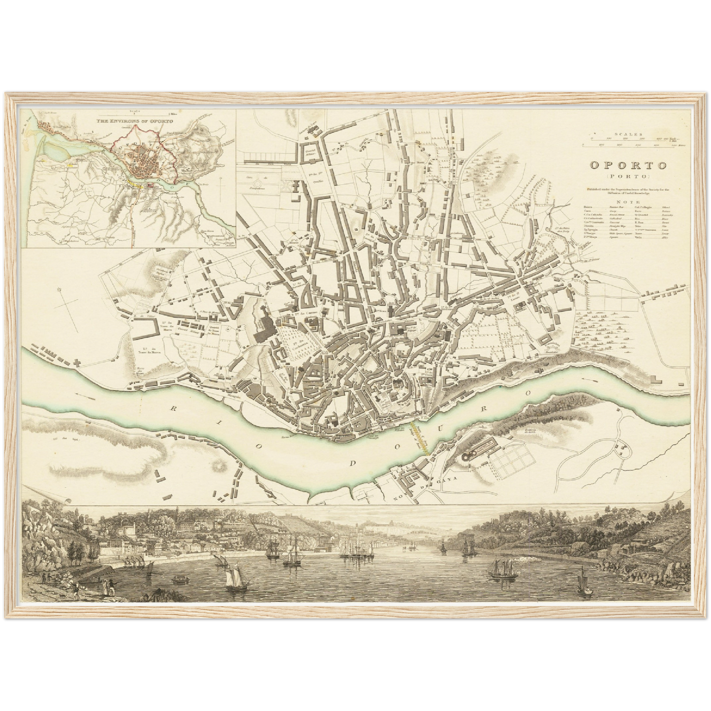 Historischer Stadtplan Porto um 1833