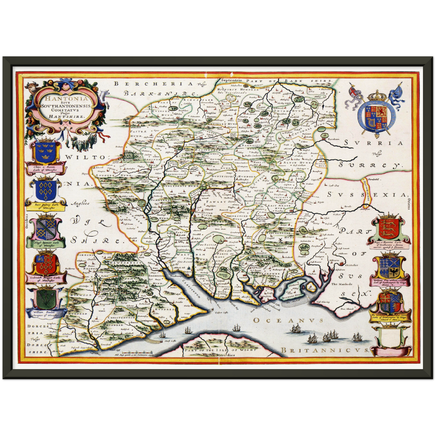 Historische Landkarte Hampshire um 1646