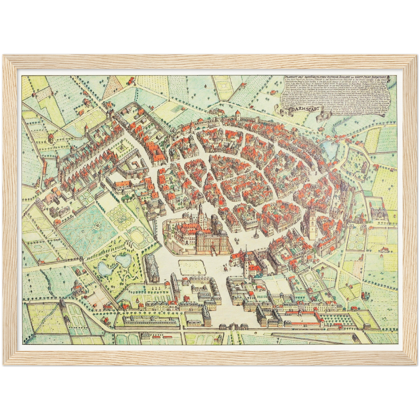 Historische Stadtansicht Darmstadt um 1799