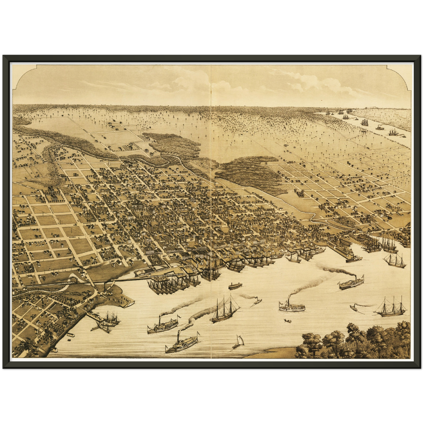 Historische Stadtansicht Jacksonville um 1876