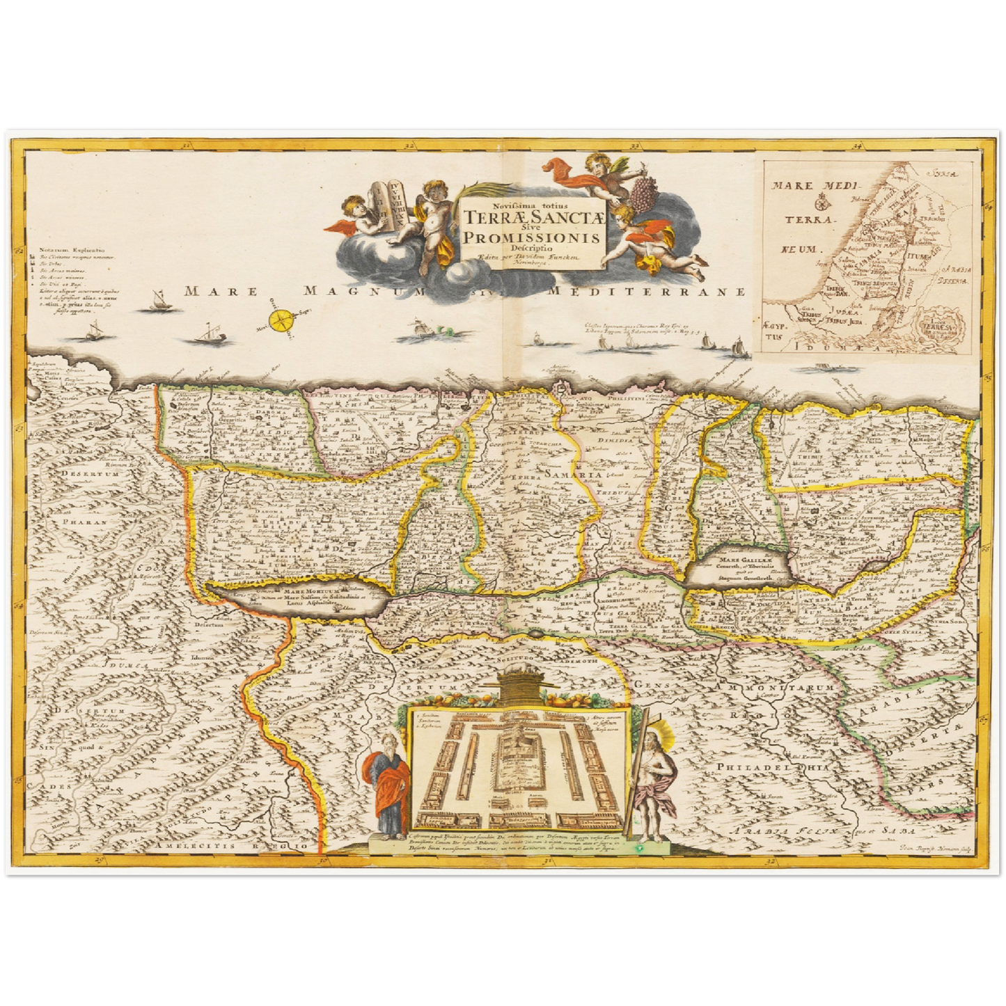Historische Landkarte Heiliges Land um 1694