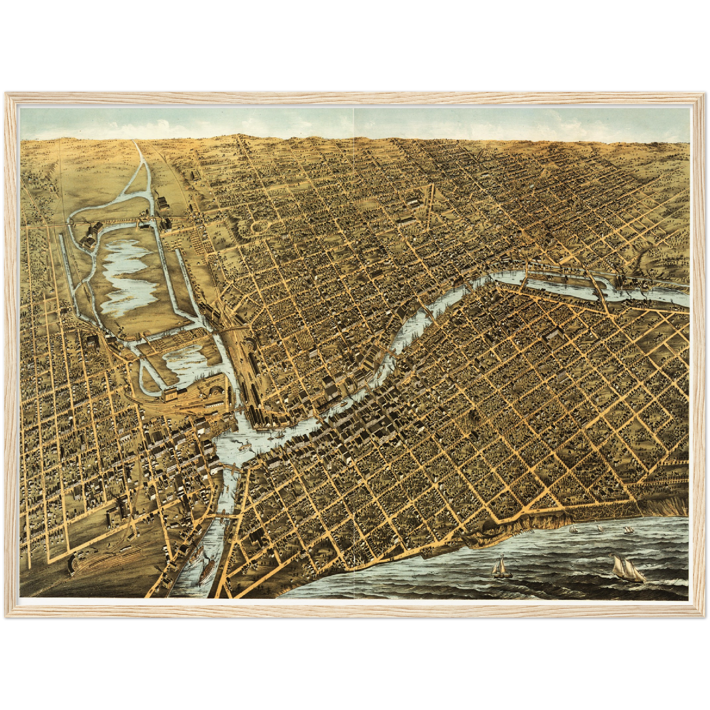 Historische Stadtansicht Milwaukee um 1872