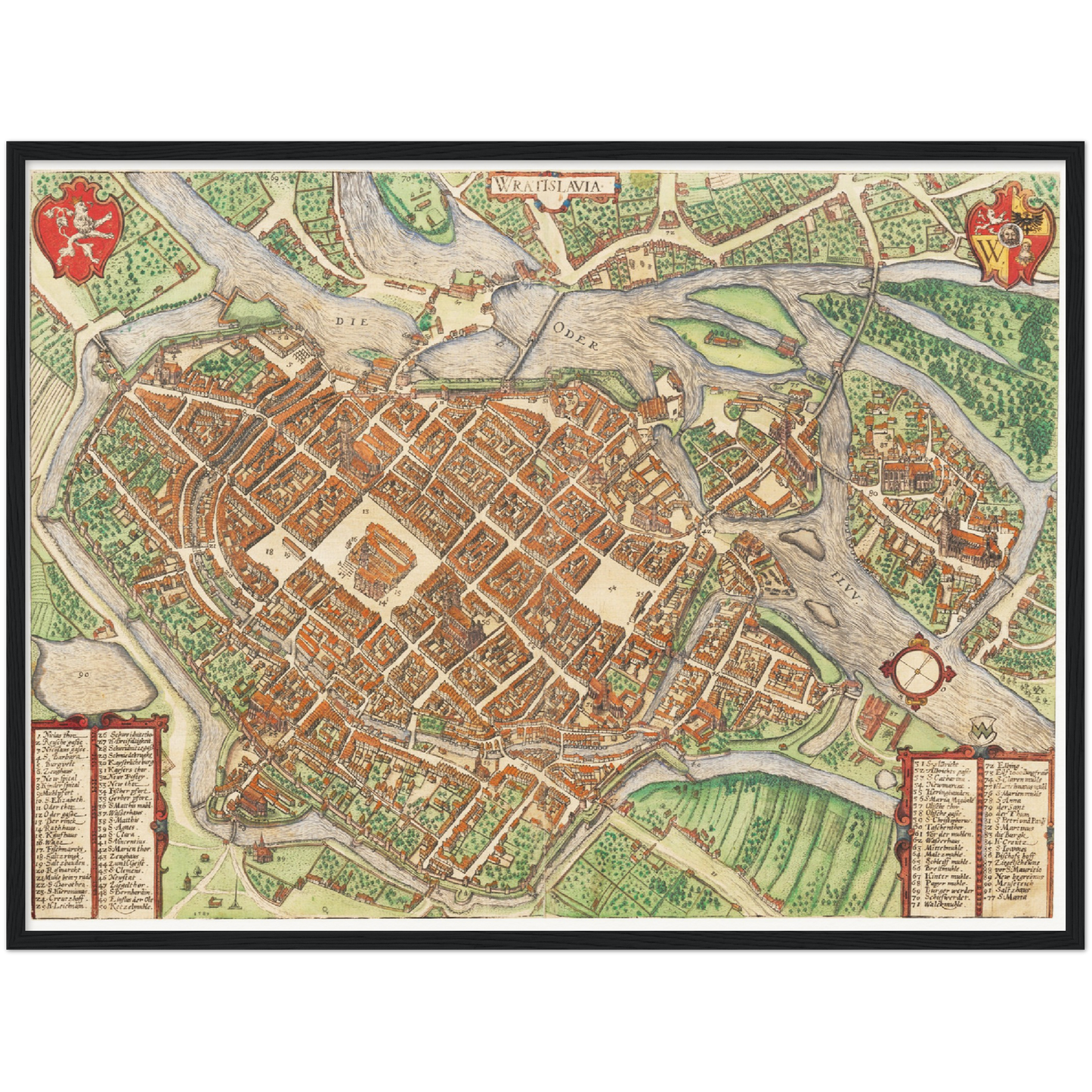 Historischer Stadtplan Breslau um 1592