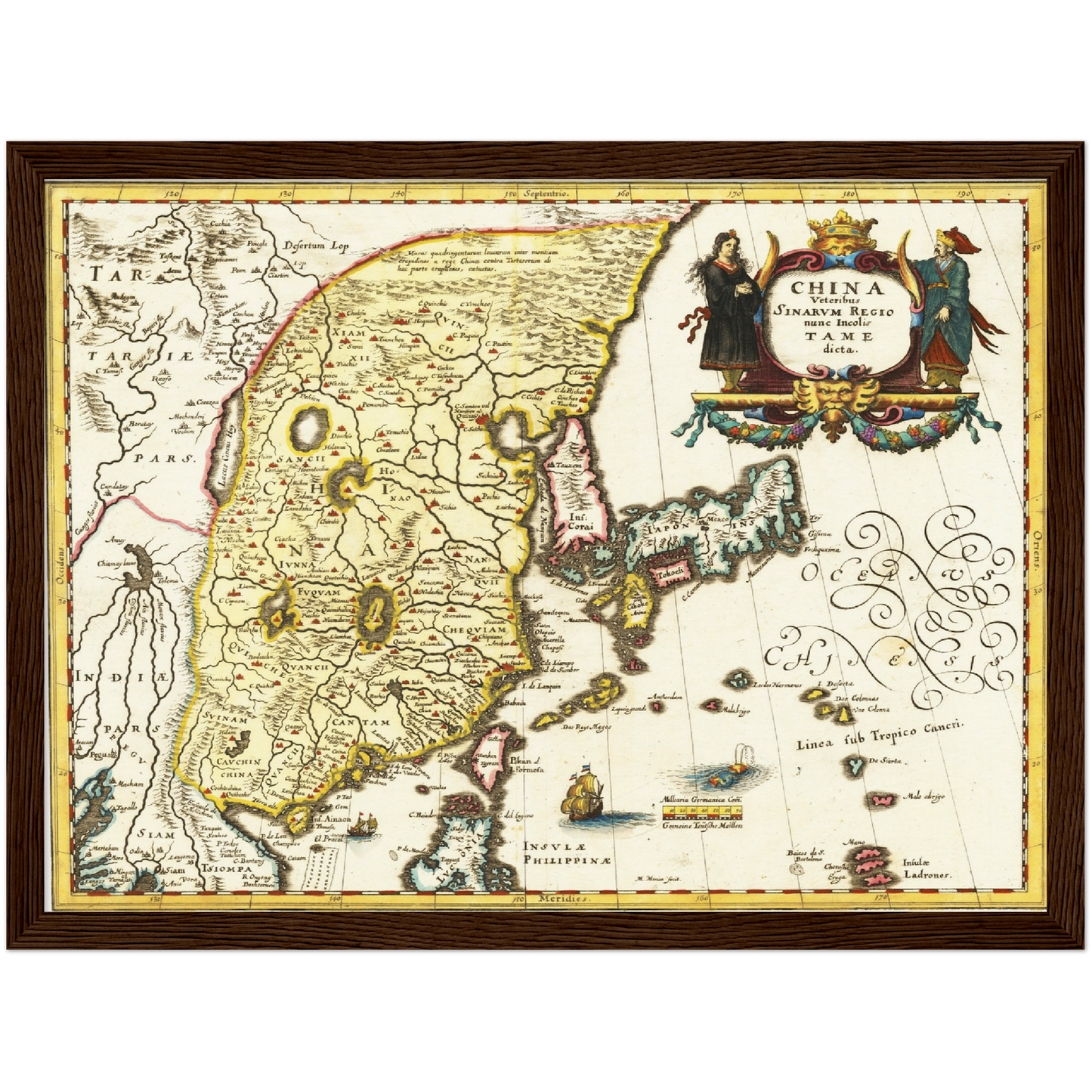 Historische Landkarte China um 1636
