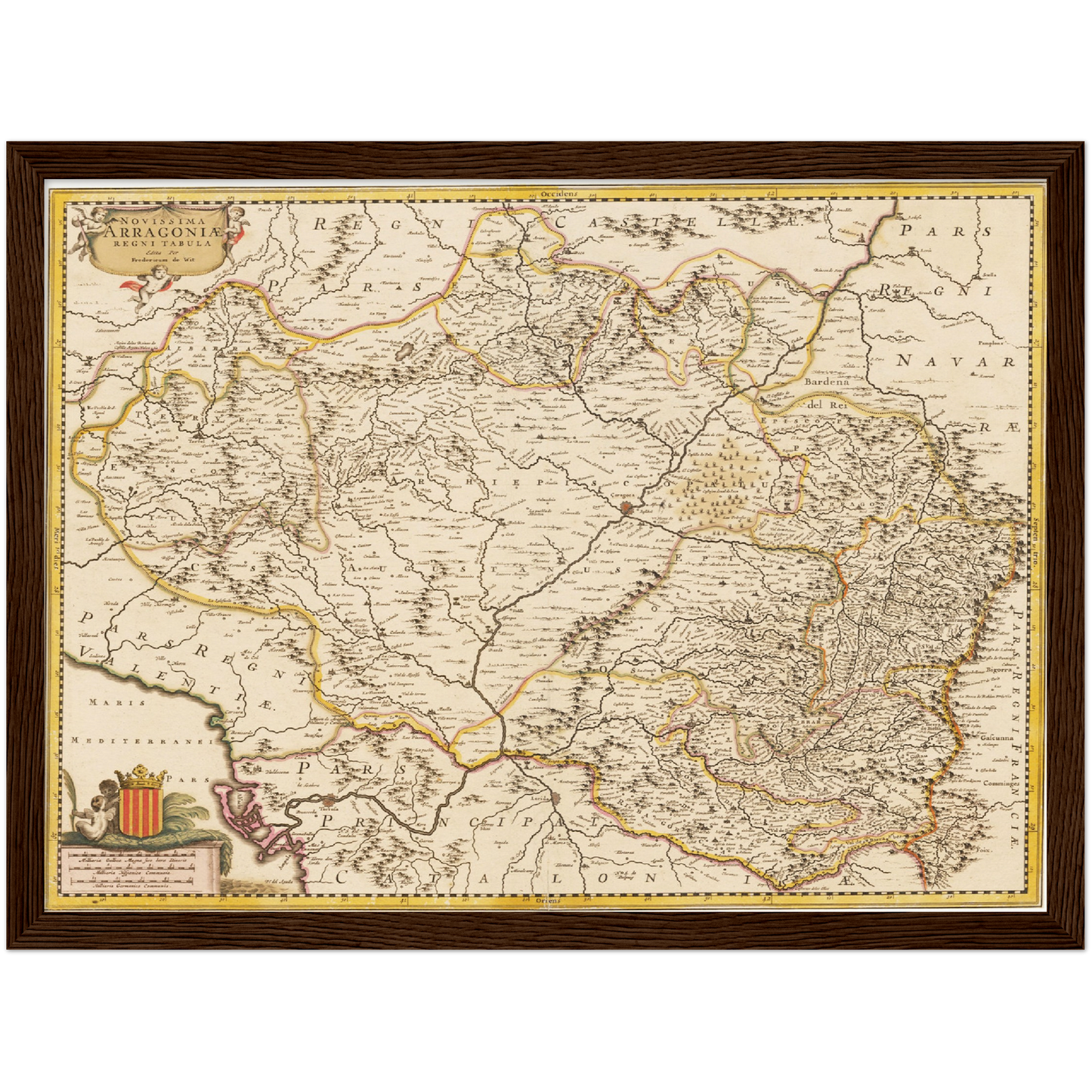 Historische Landkarte Aragonien um 1698