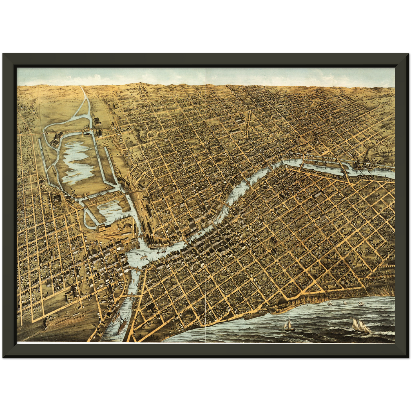 Historische Stadtansicht Milwaukee um 1872