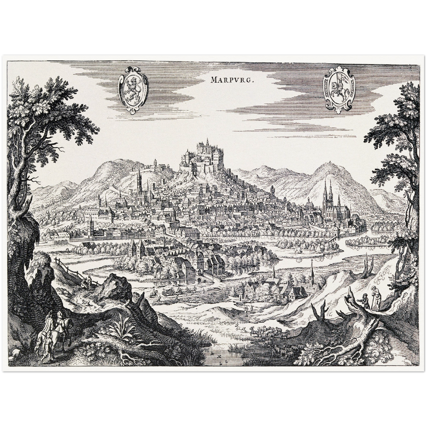 Historische Stadtansicht Marburg um 1646