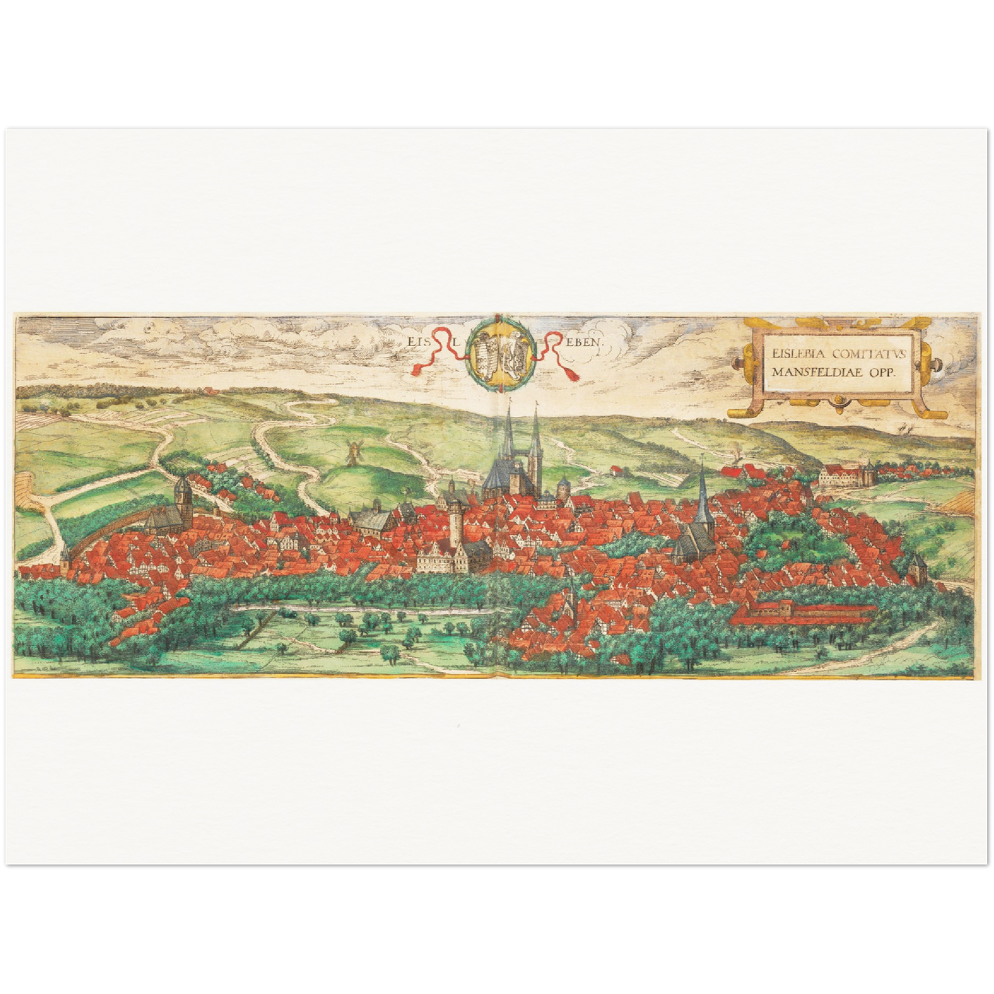 Historische Stadtansicht Eisleben um 1592