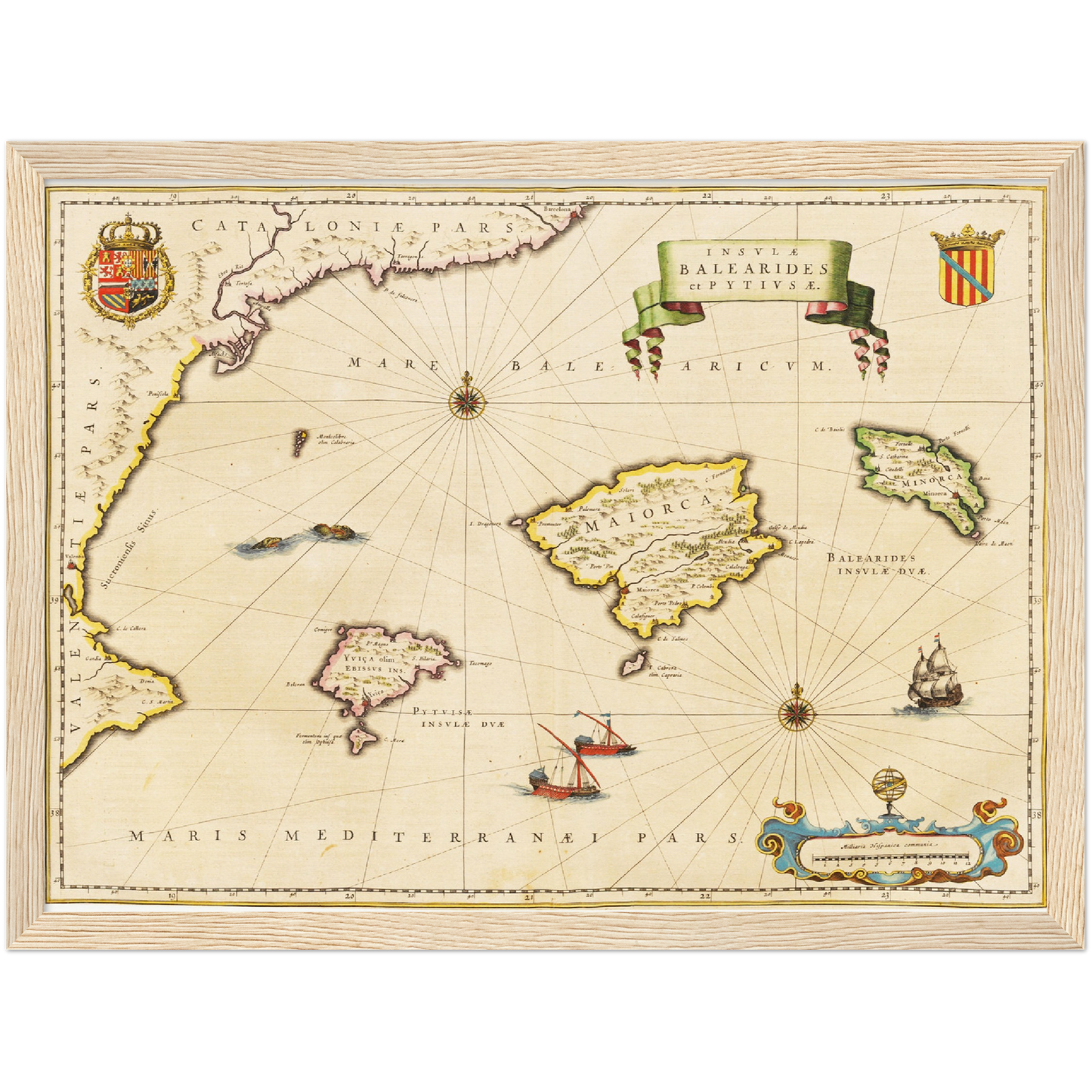 Historische Landkarte Balearische Inseln um 1635