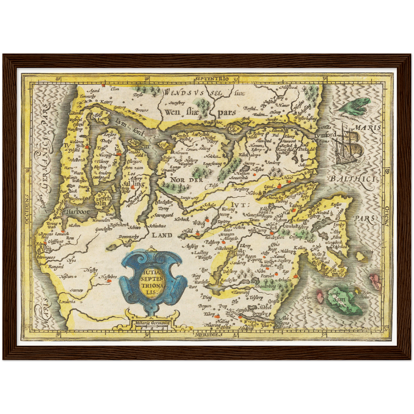 Historische Landkarte Midjutland um 1609