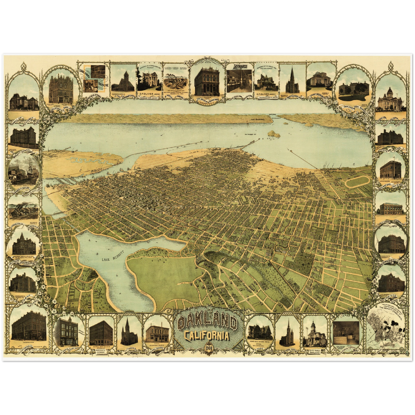 Historische Stadtansicht Oakland um 1900