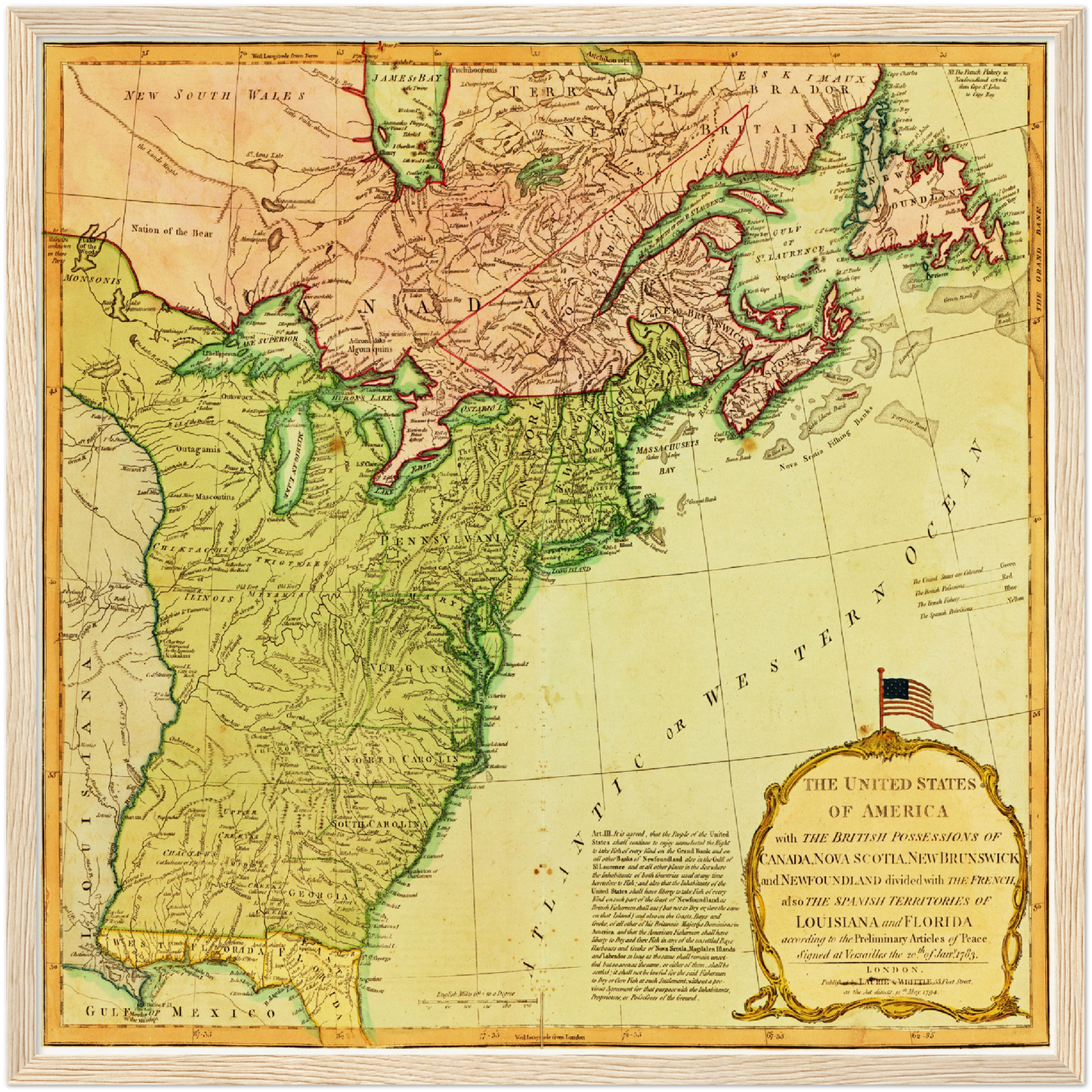 Historische Landkarte USA um 1700