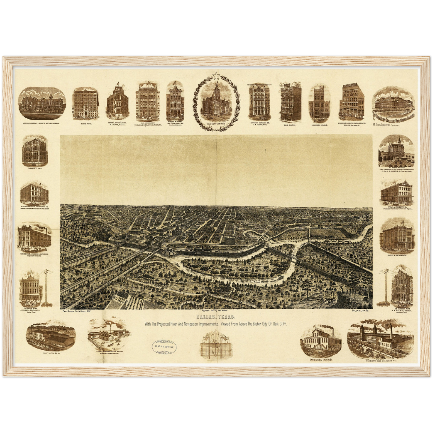 Historische Stadtansicht Dallas um 1892