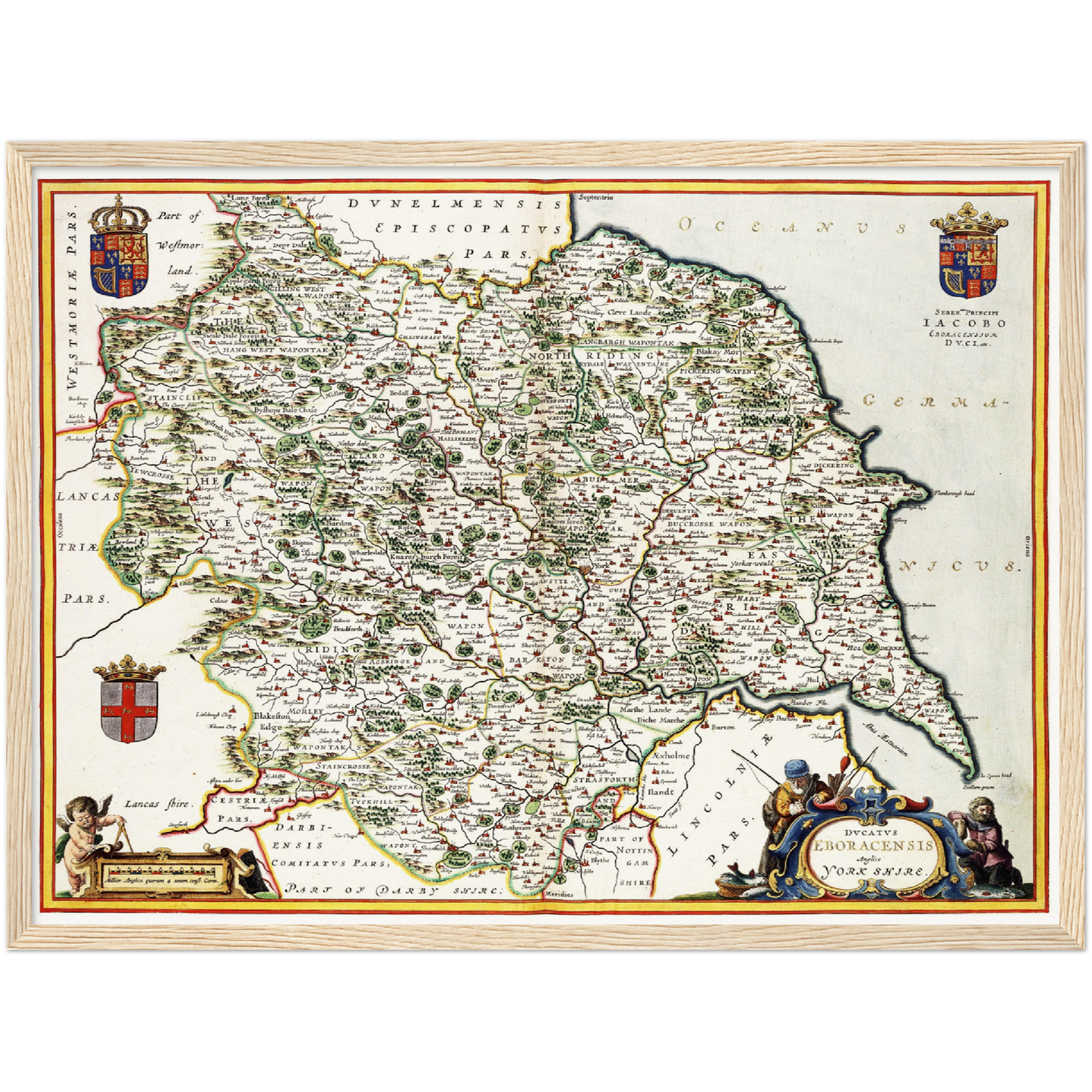 Historische Landkarte Yorkshire um 1646