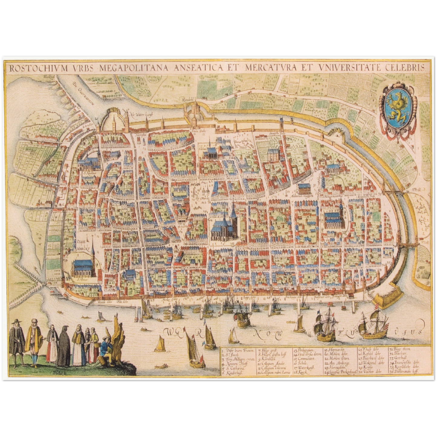 Historischer Stadtplan Rostock um 1625