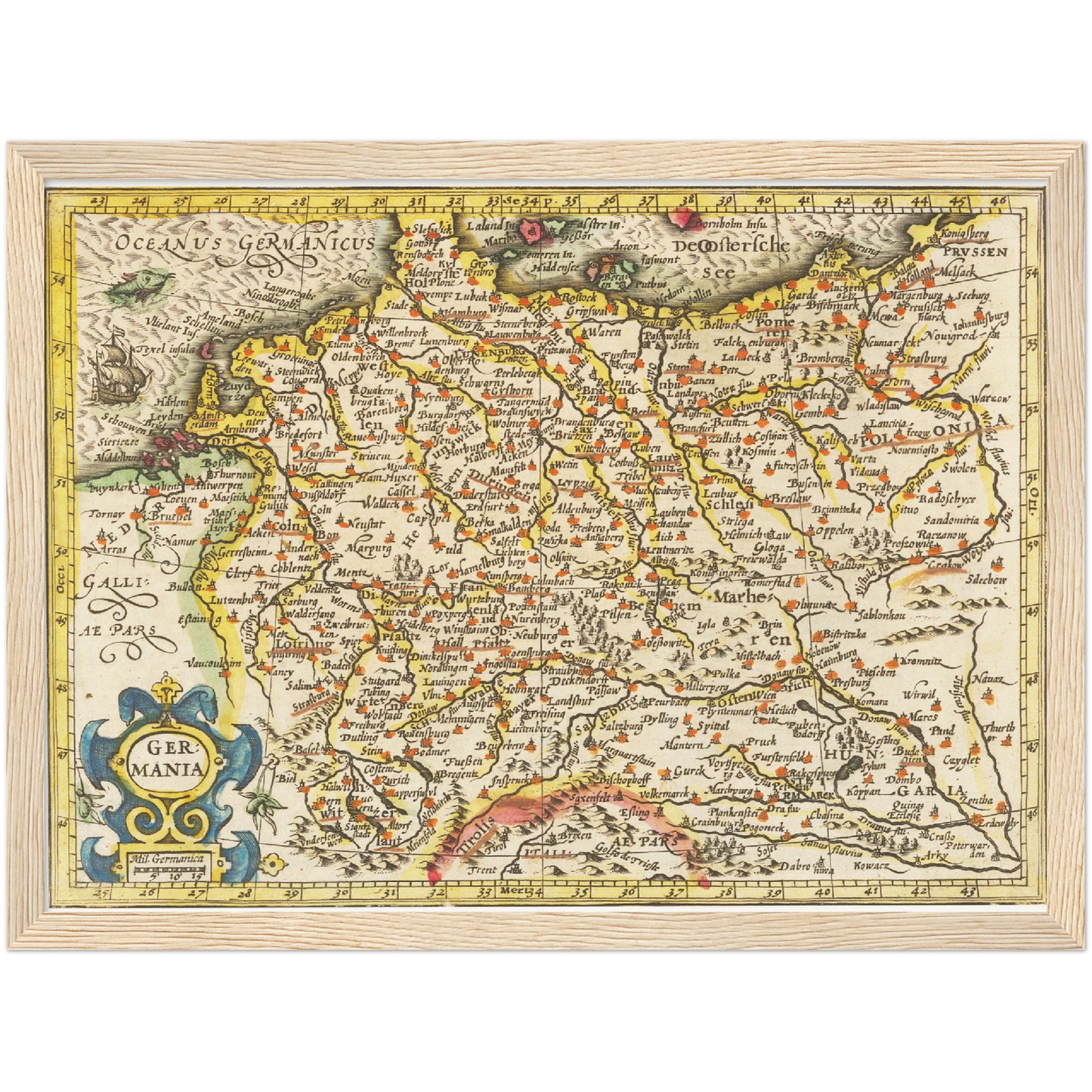 Historische Landkarte von Deutschland um 1609