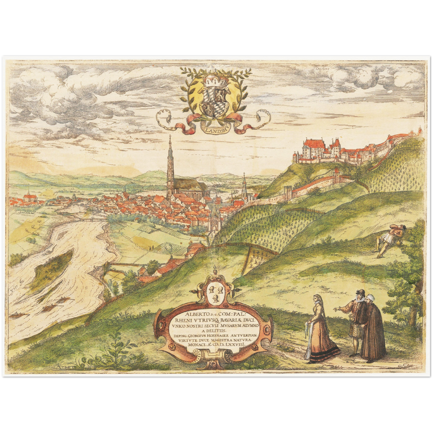 Historische Stadtansicht Landshut um 1582