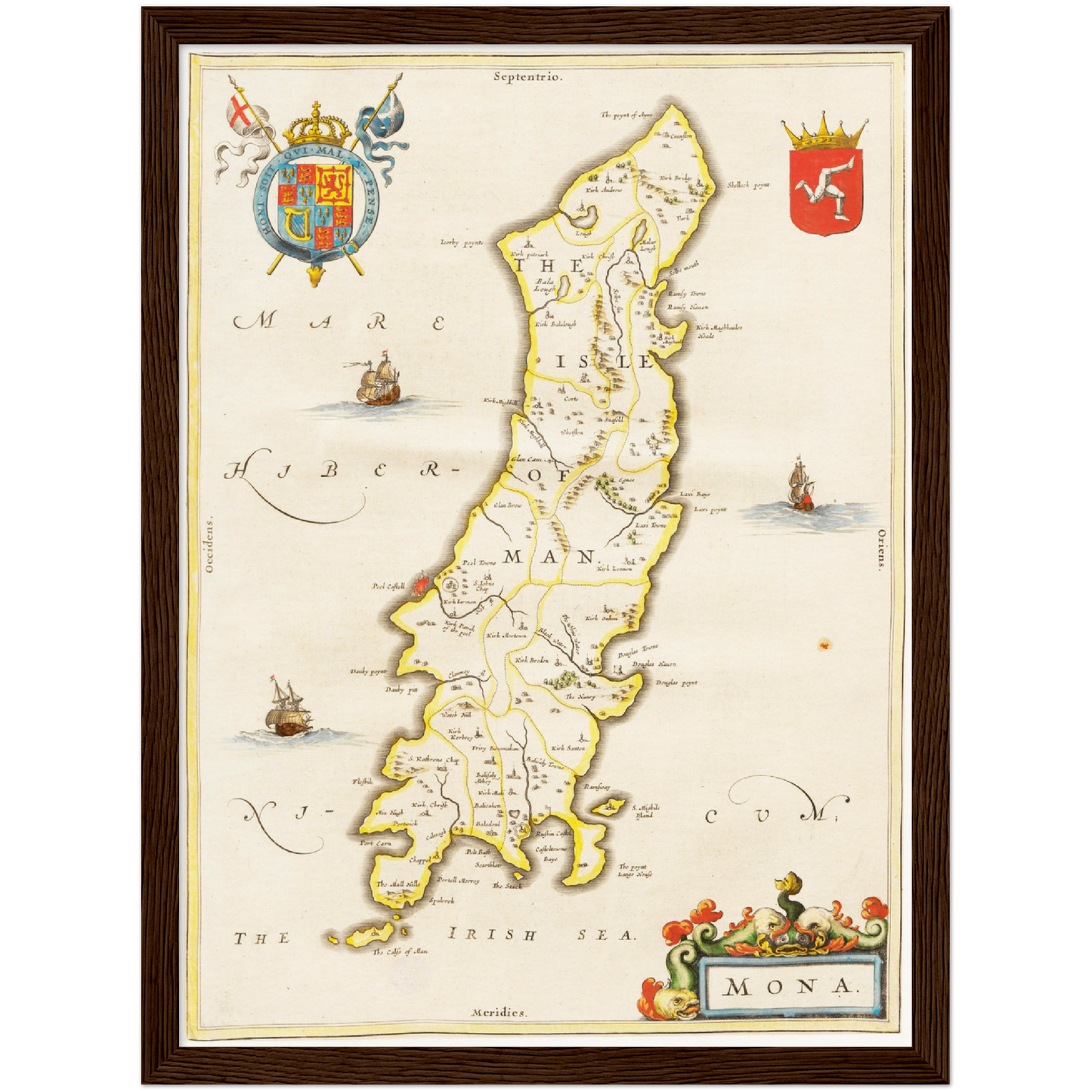 Historische Landkarte Isle of Man um 1635