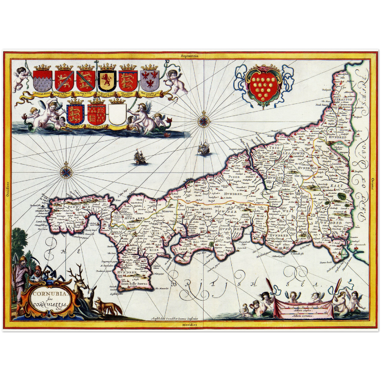 Historische Landkarte Cornwall um 1646