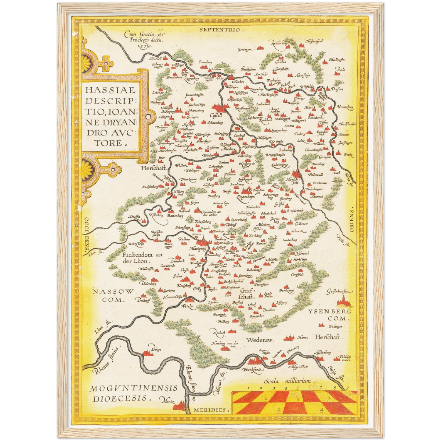 Historische Landkarte Hessen um 1609