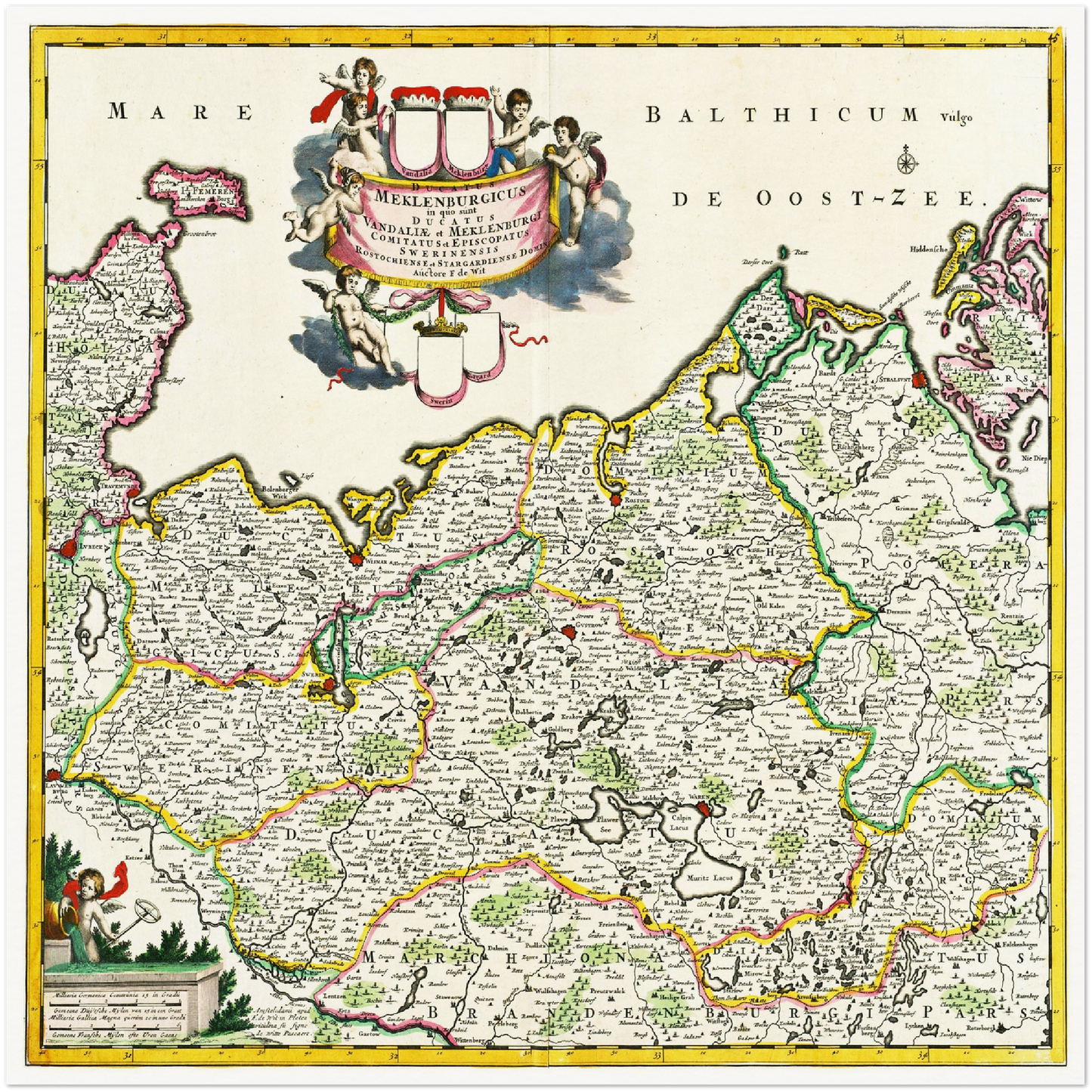 Historische Landkarte Mecklenburg um 1680