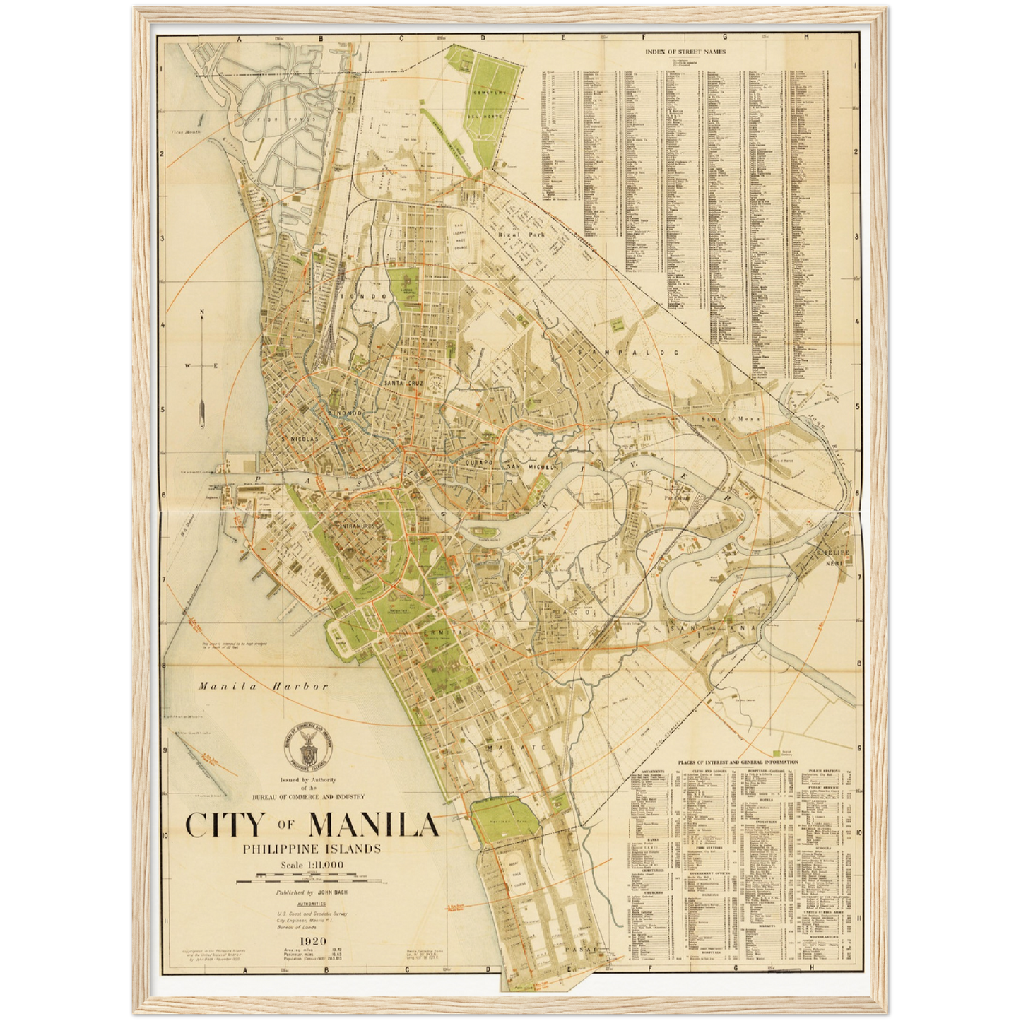 Historischer Stadtplan Manila um 1920