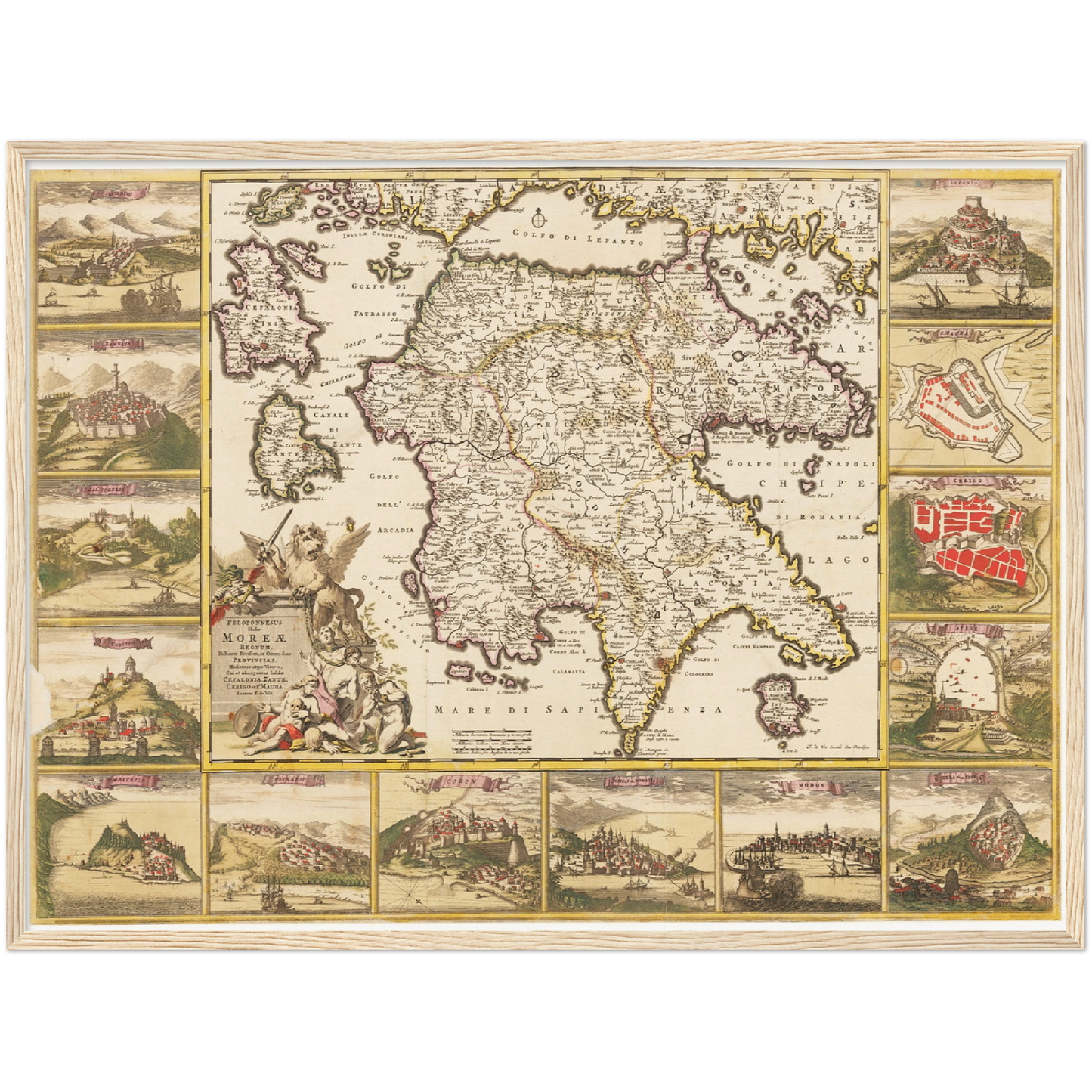 Historische Landkarte Peloponnes um 1698