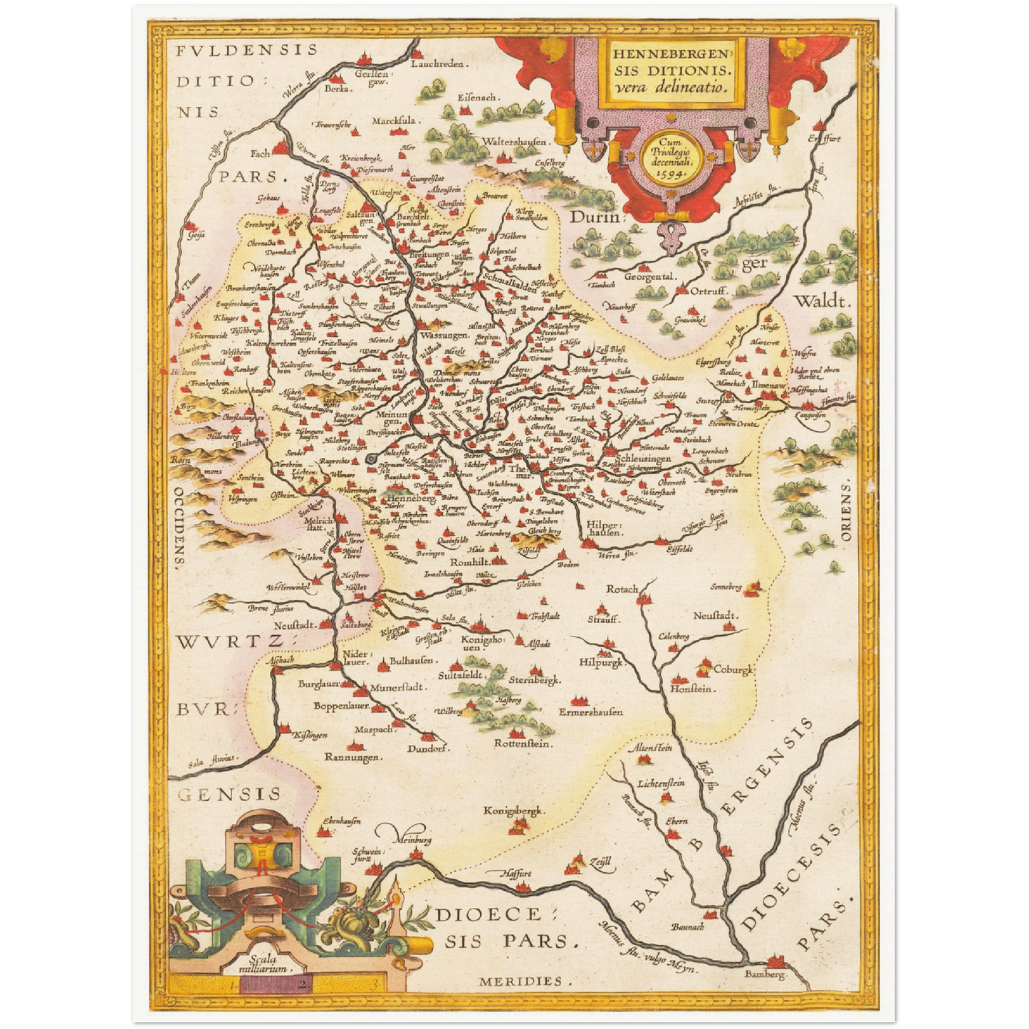 Historische Landkarte Henneberg um 1609