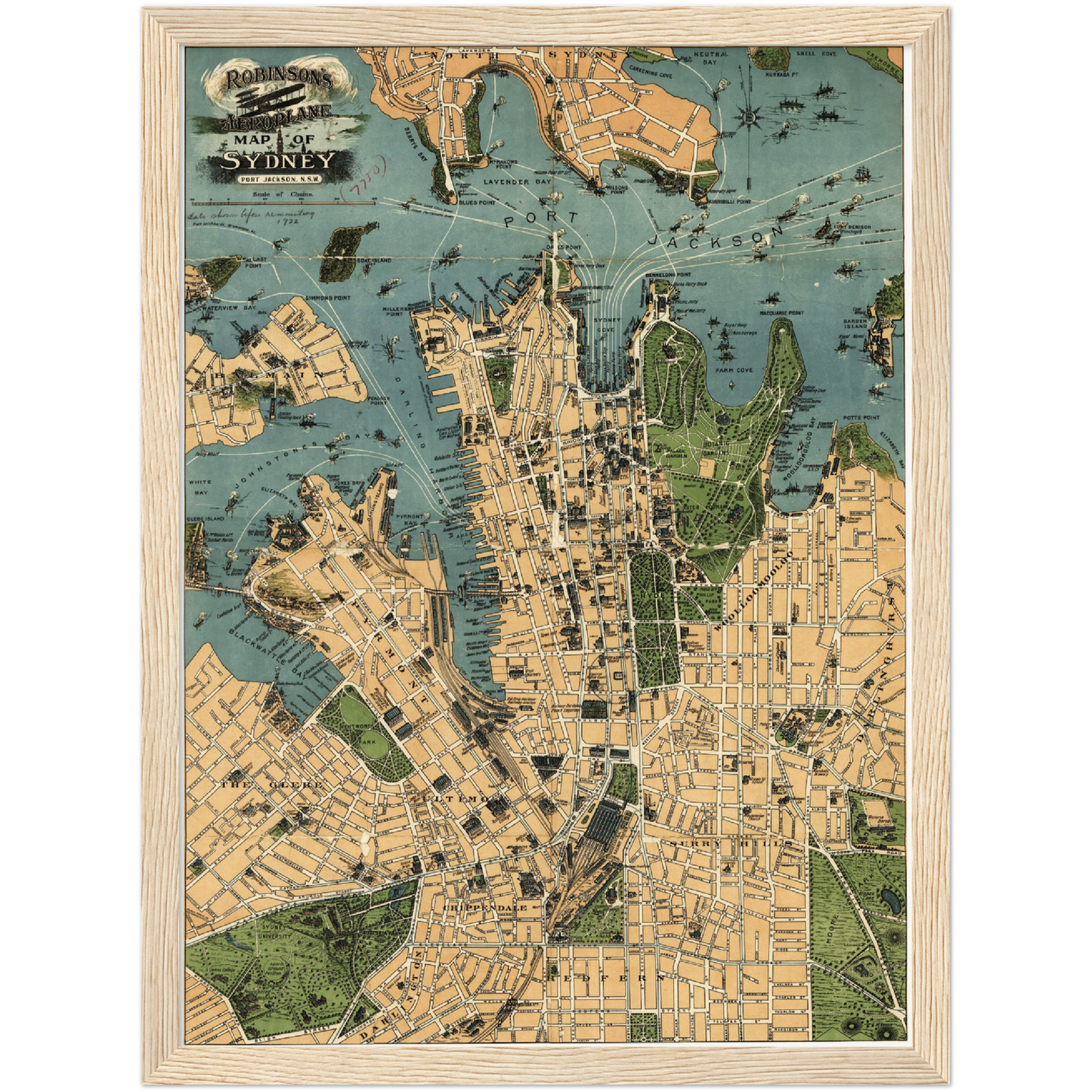 Historischer Stadtplan Sydney um 1922