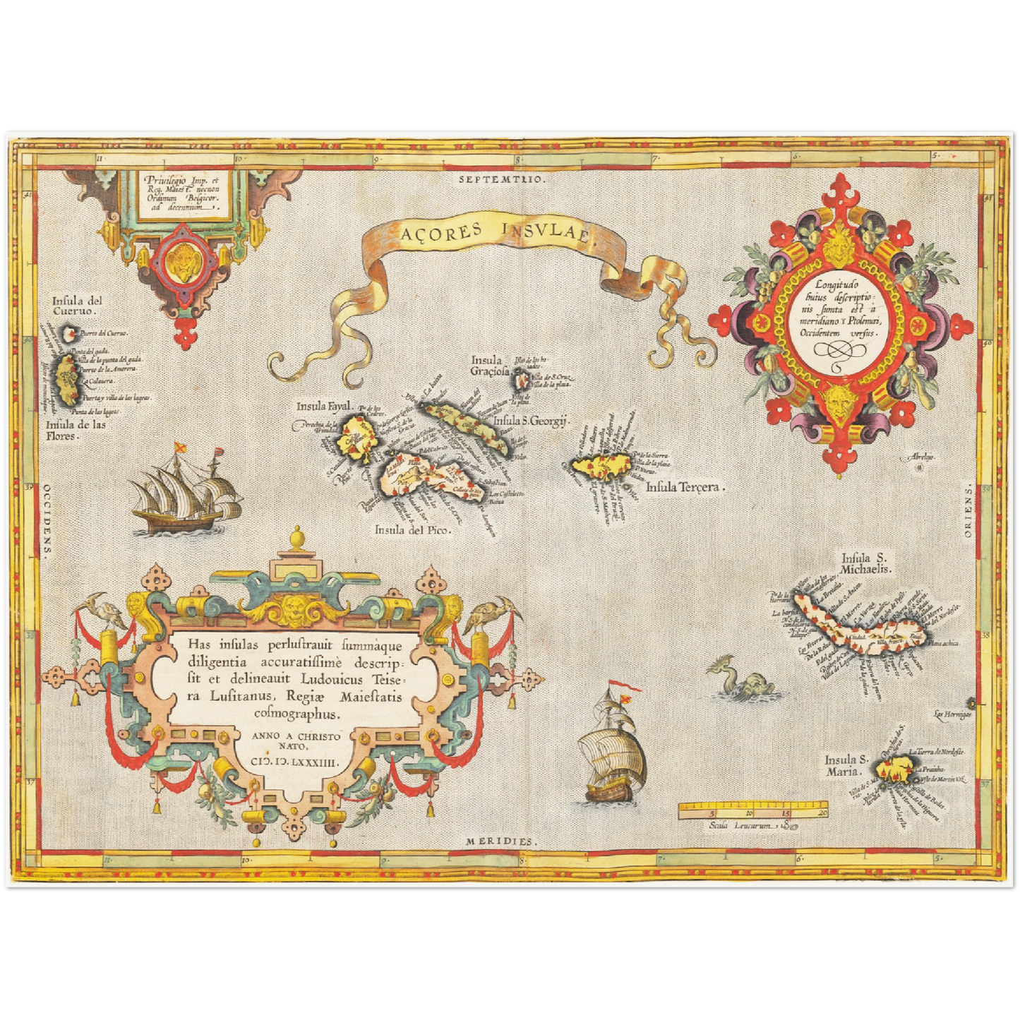 Historische Landkarte Azoren um 1609