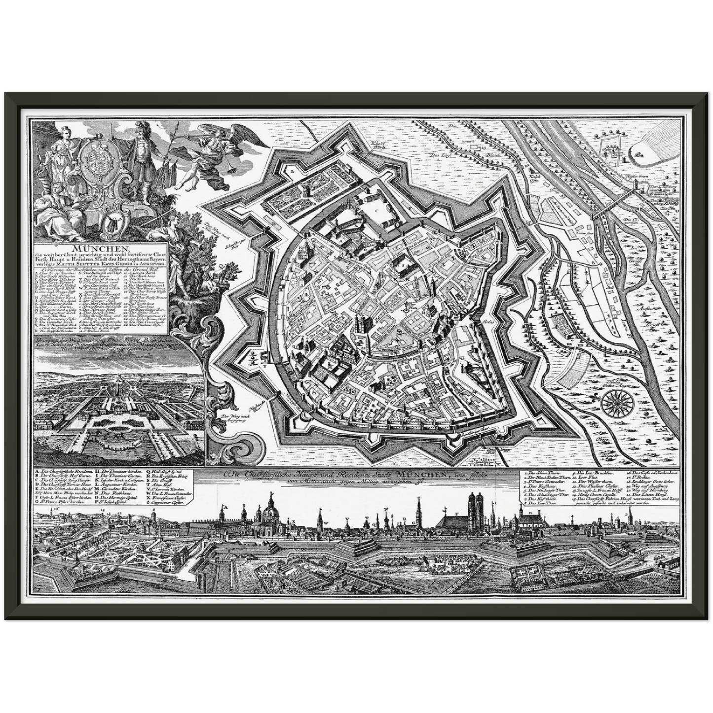 Historischer Stadtplan München um 1740
