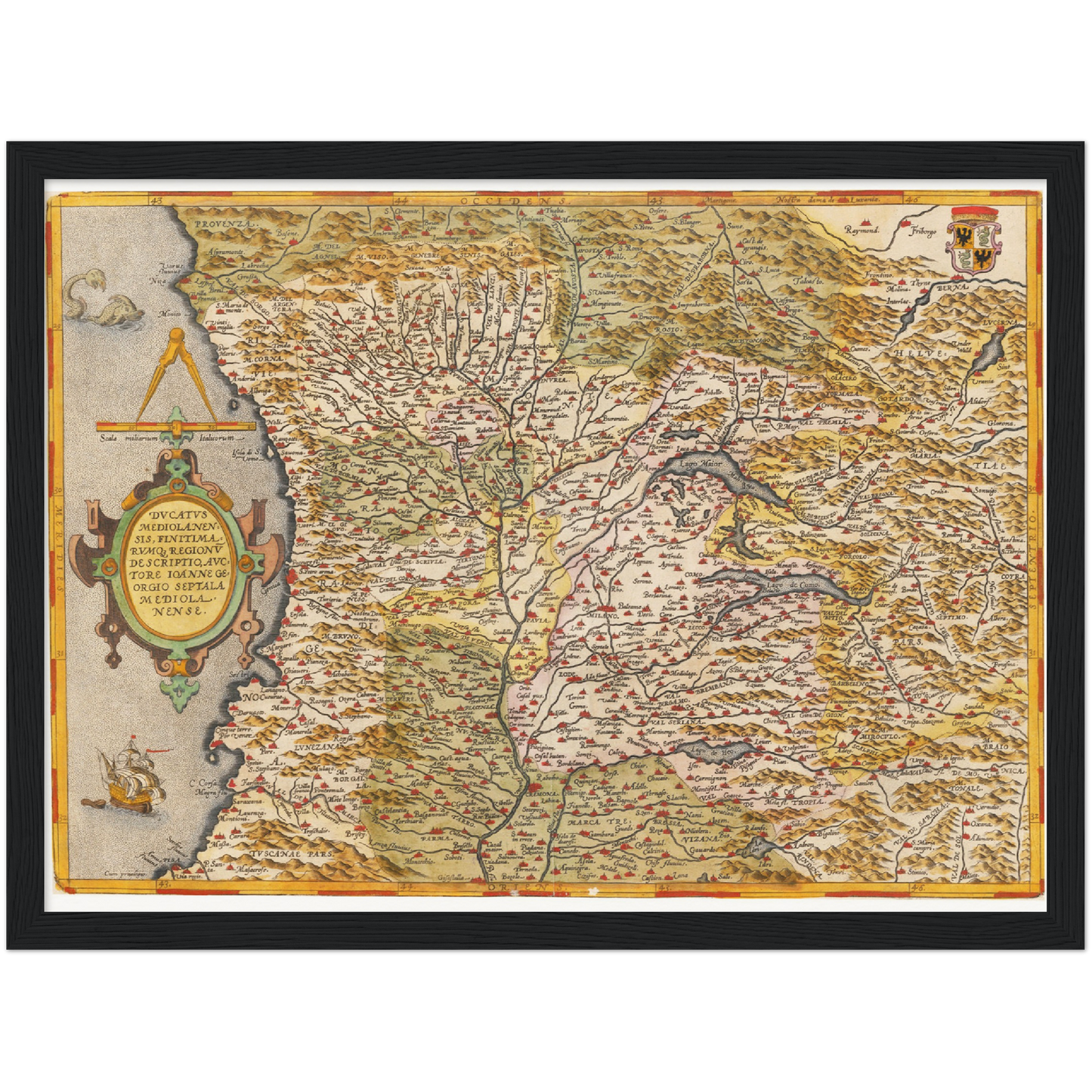 Historische Landkarte Lombardei um 1609