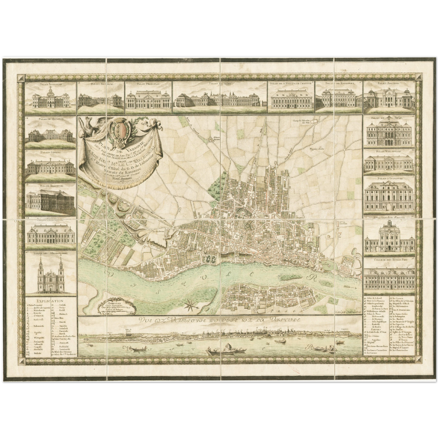 Historischer Stadtplan Warschau um 1772