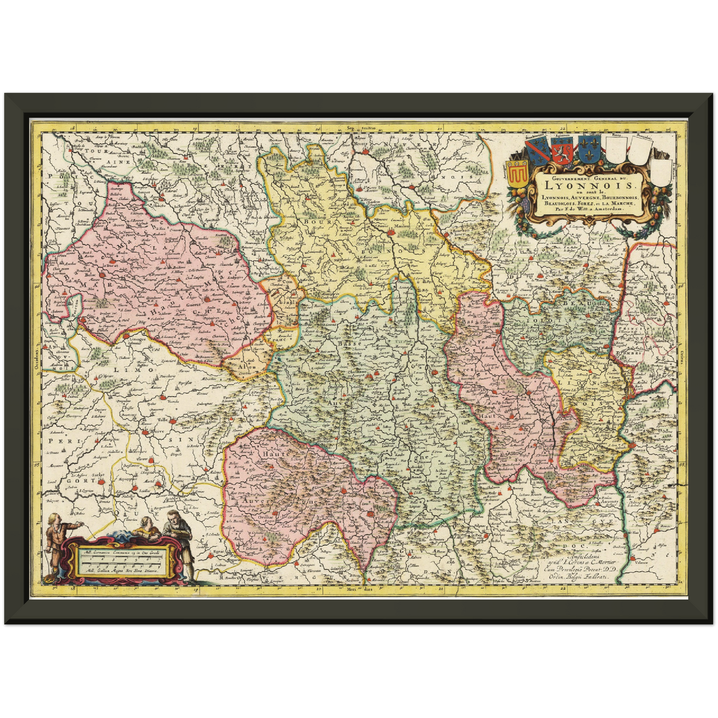 Historische Landkarte Auvergne um 1720