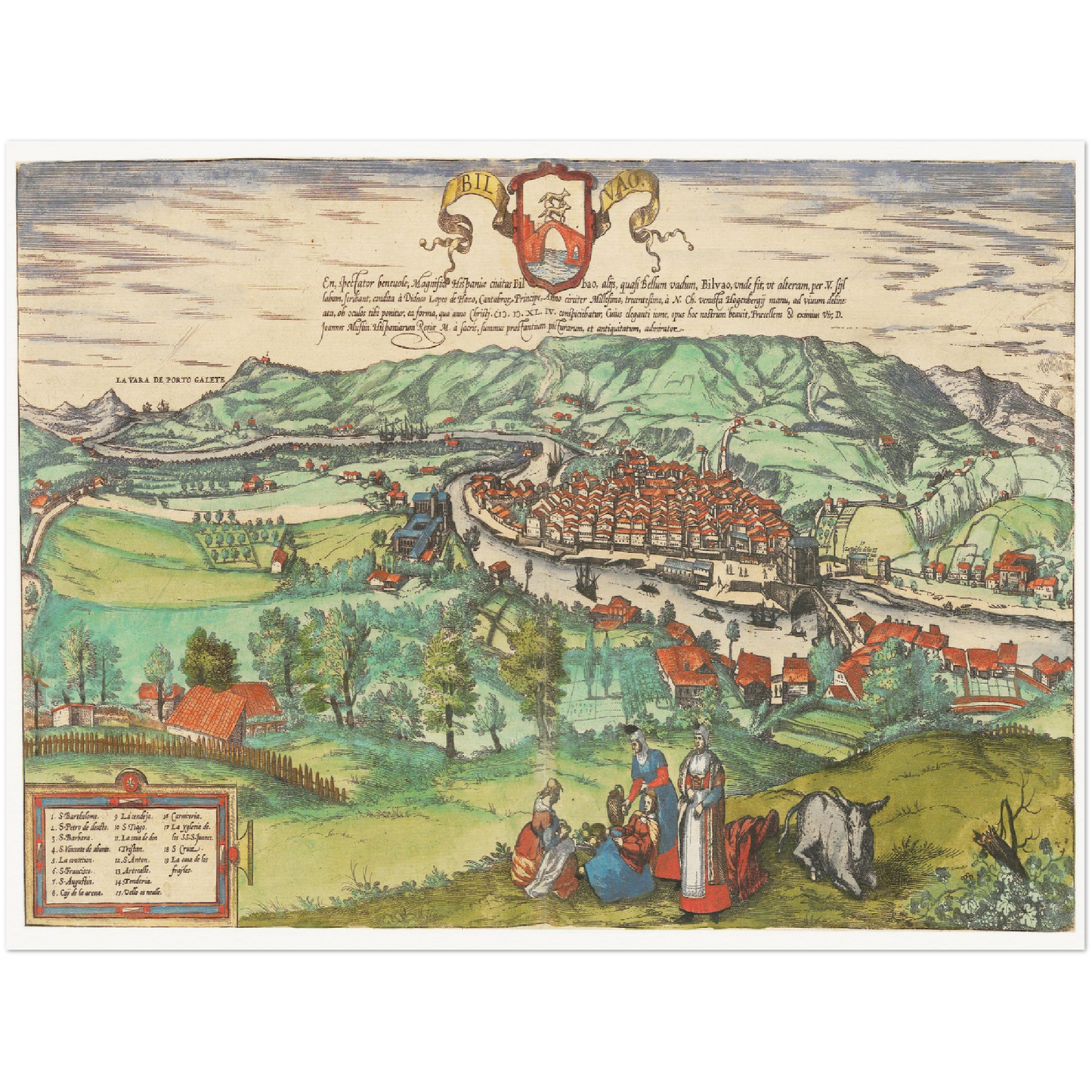 Historische Stadtansicht Bilbao um 1609