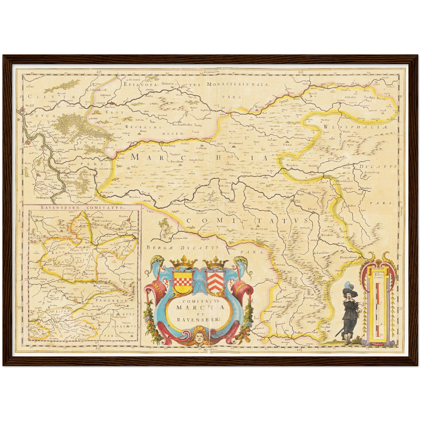 Historische Landkarte Ruhrgebiet um 1635