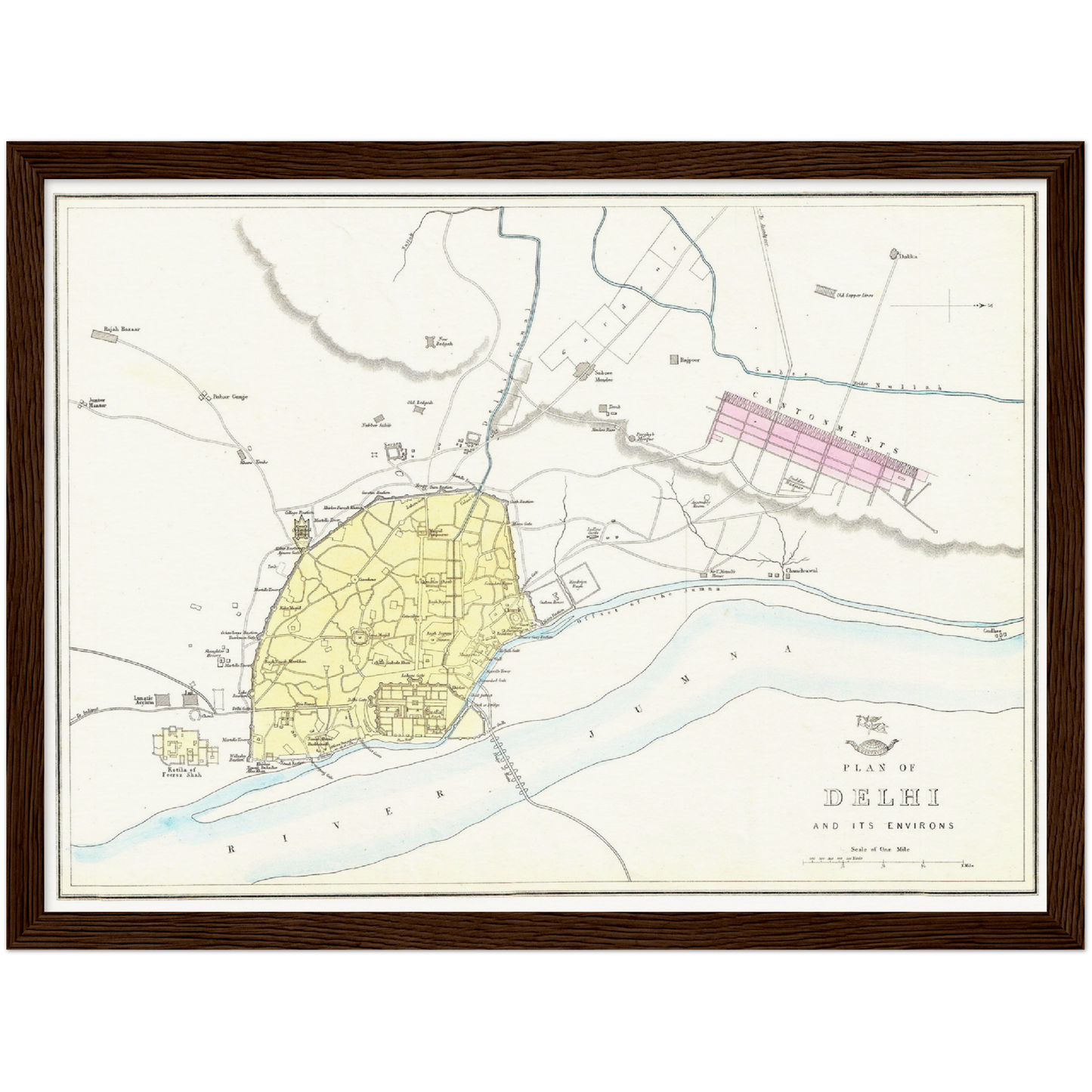 Historischer Stadtplan Delhi um 1867