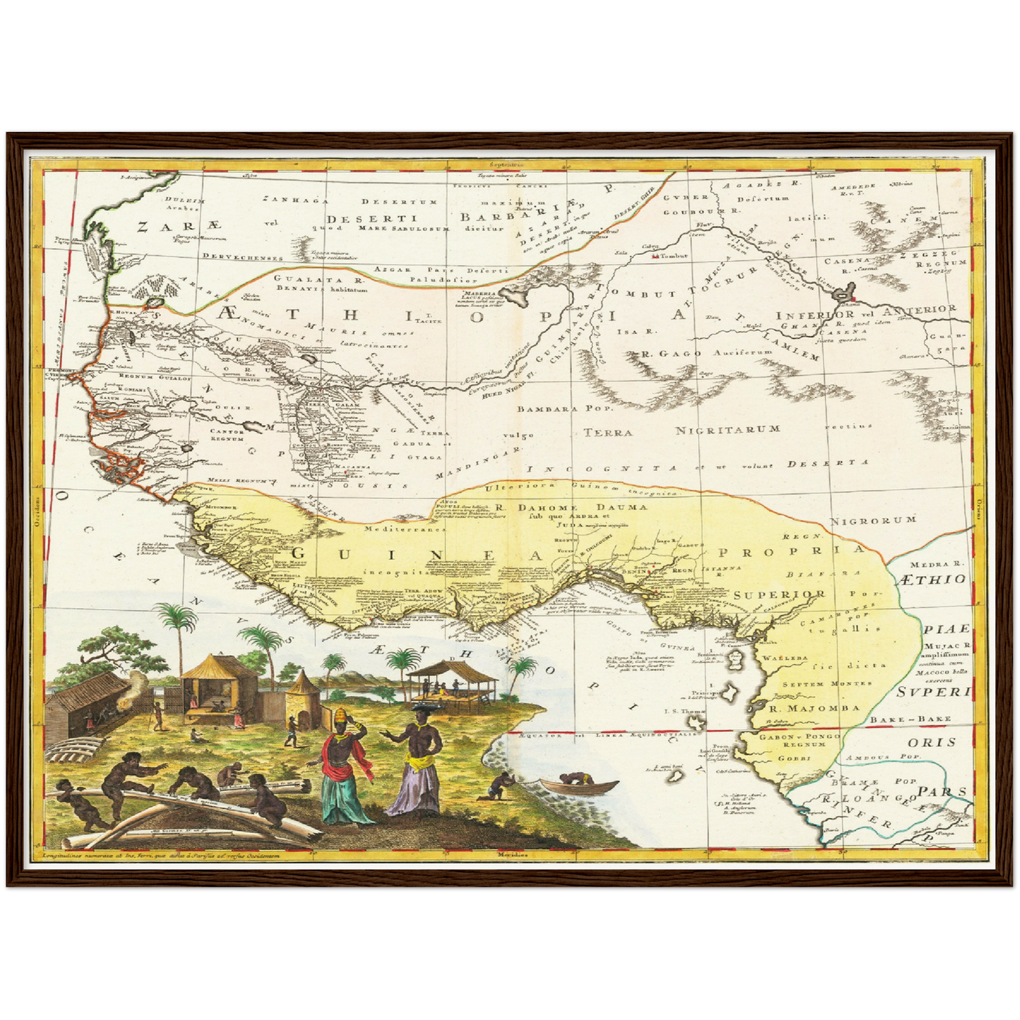 Historische Landkarte Westafrika um 1743
