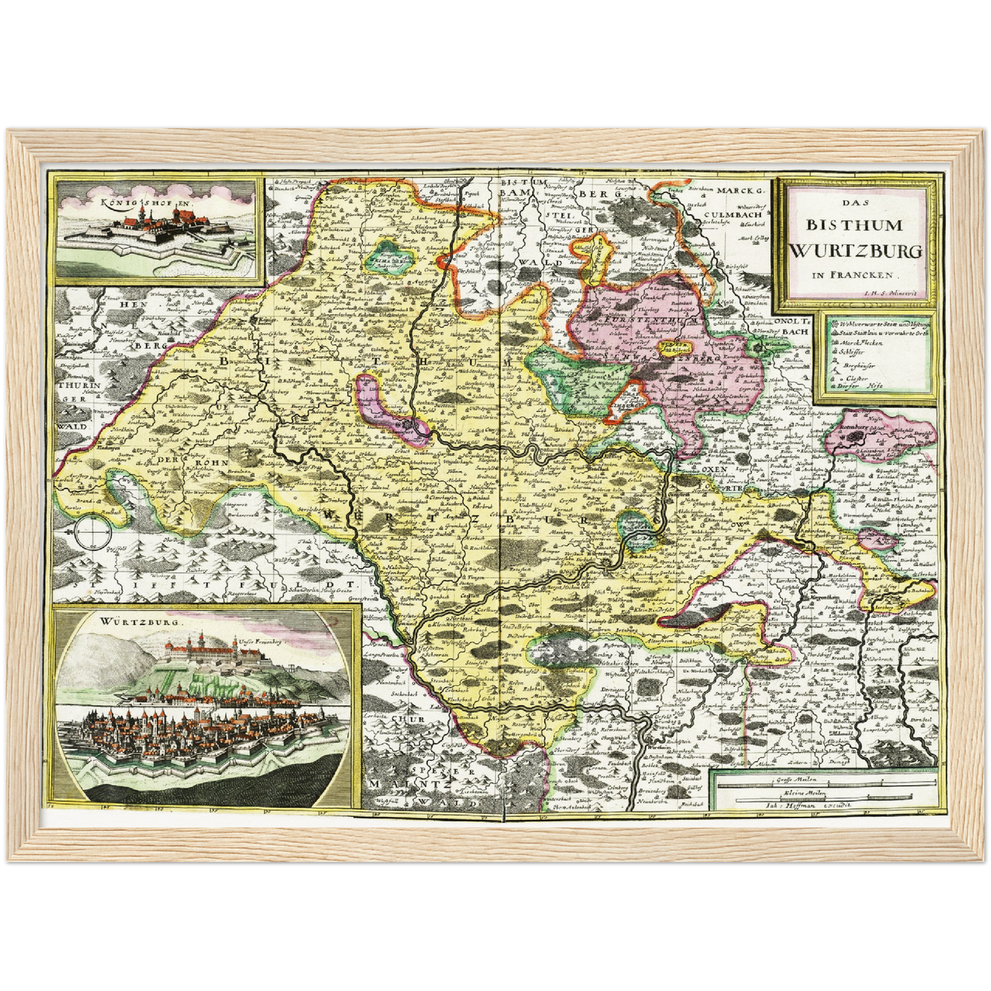 Historische Landkarte Würzburg um 1676