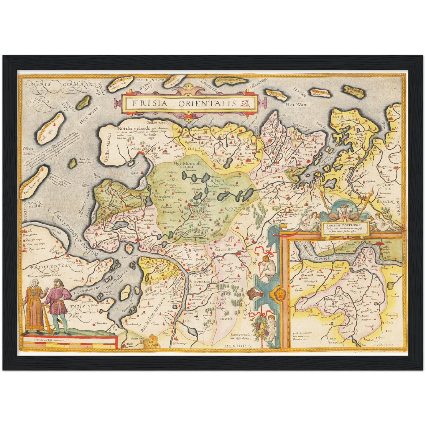 Historische Landkarte Ostfriesland um 1609