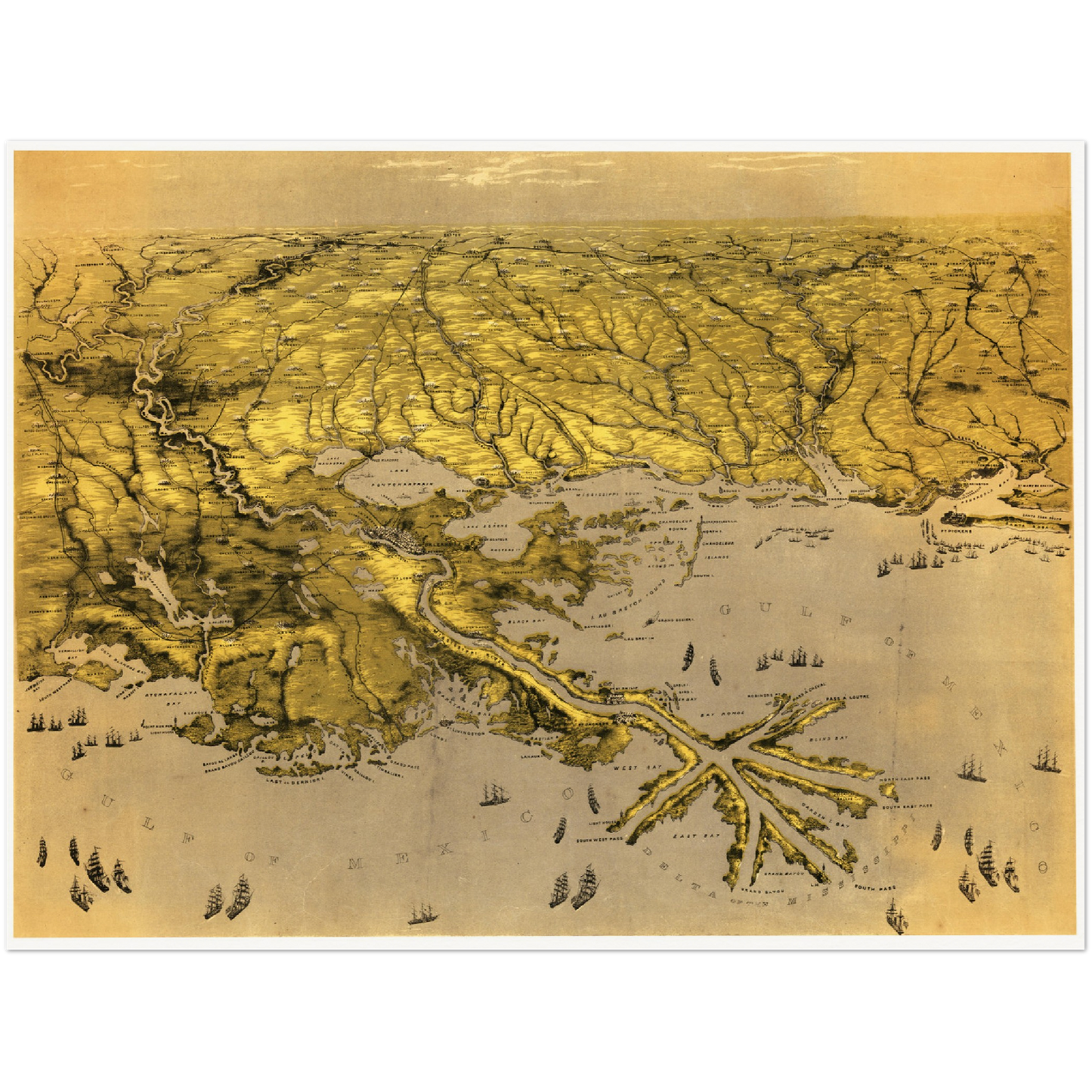 Historische Stadtansicht New Orleans um 1861
