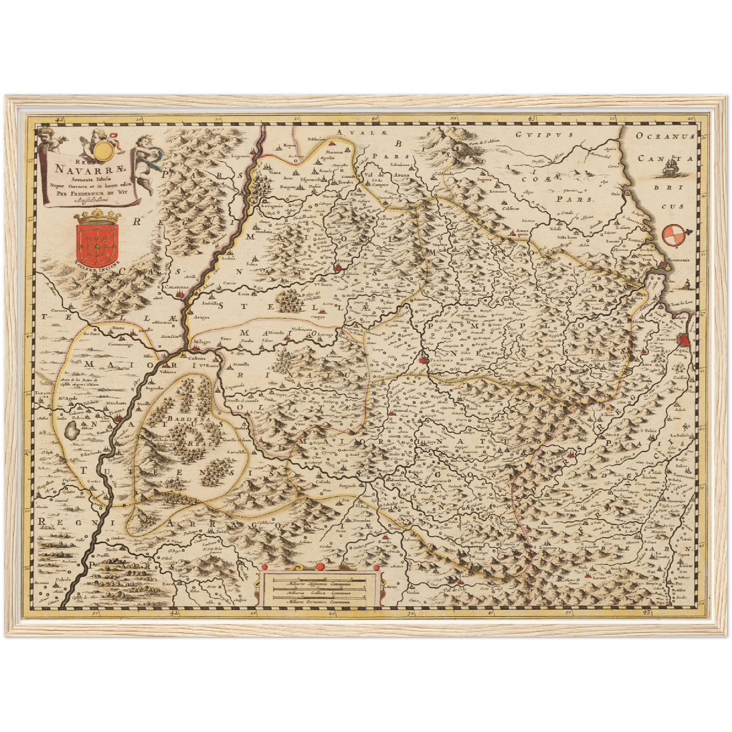 Historische Landkarte Navarra um 1698